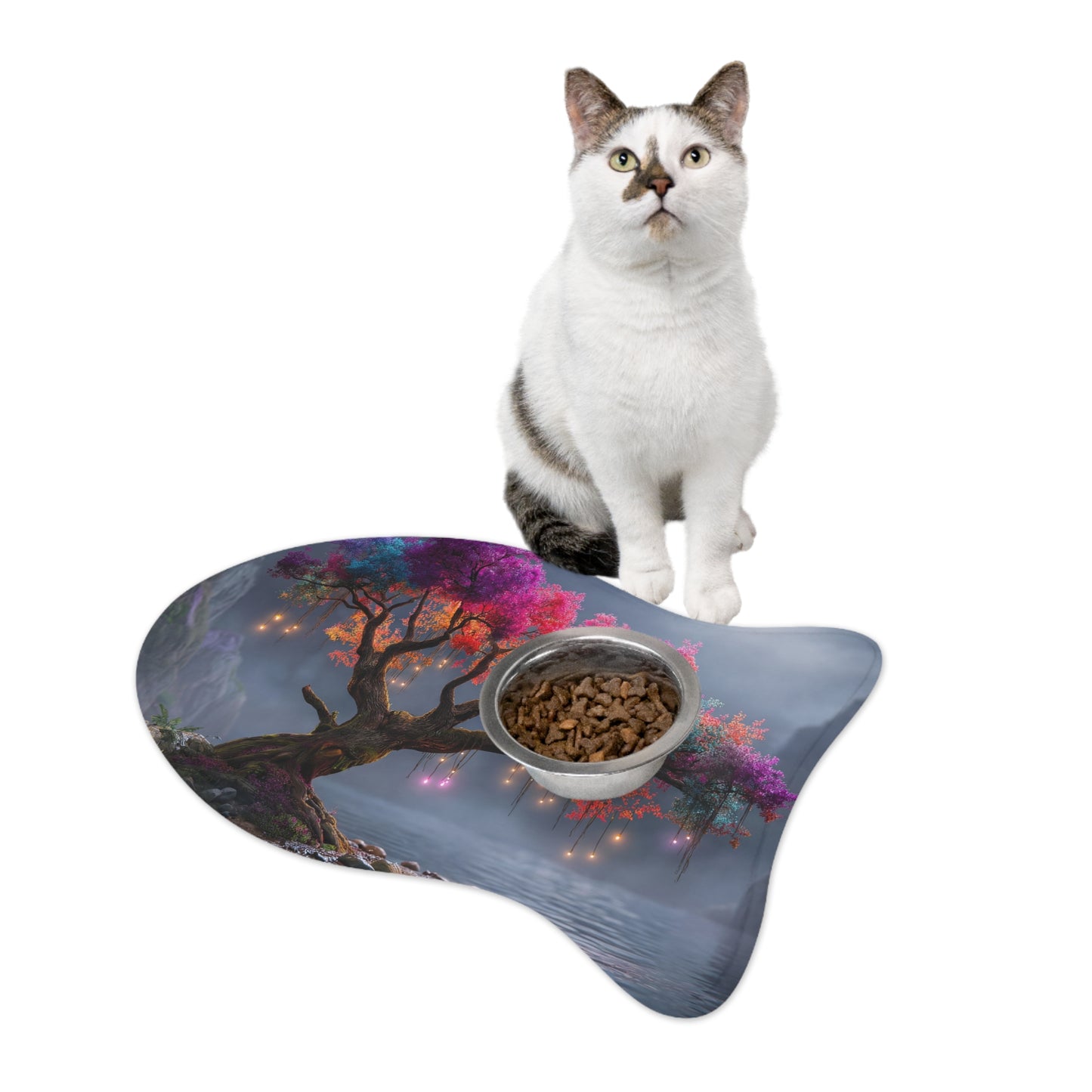 Color-Shifting Moonlit Tree Feeding Mats – Rainbow Canopy & Hanging Lanterns