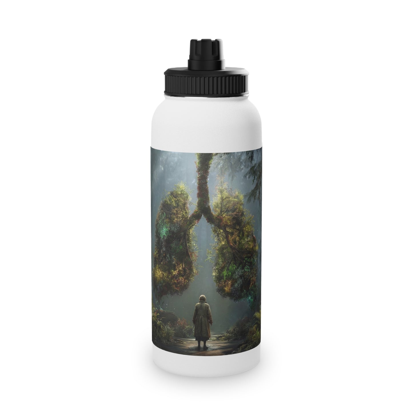Lungs of the Forest Stainless Steel Water Bottle, Sports Lid – Breath of Ancient Canopy
