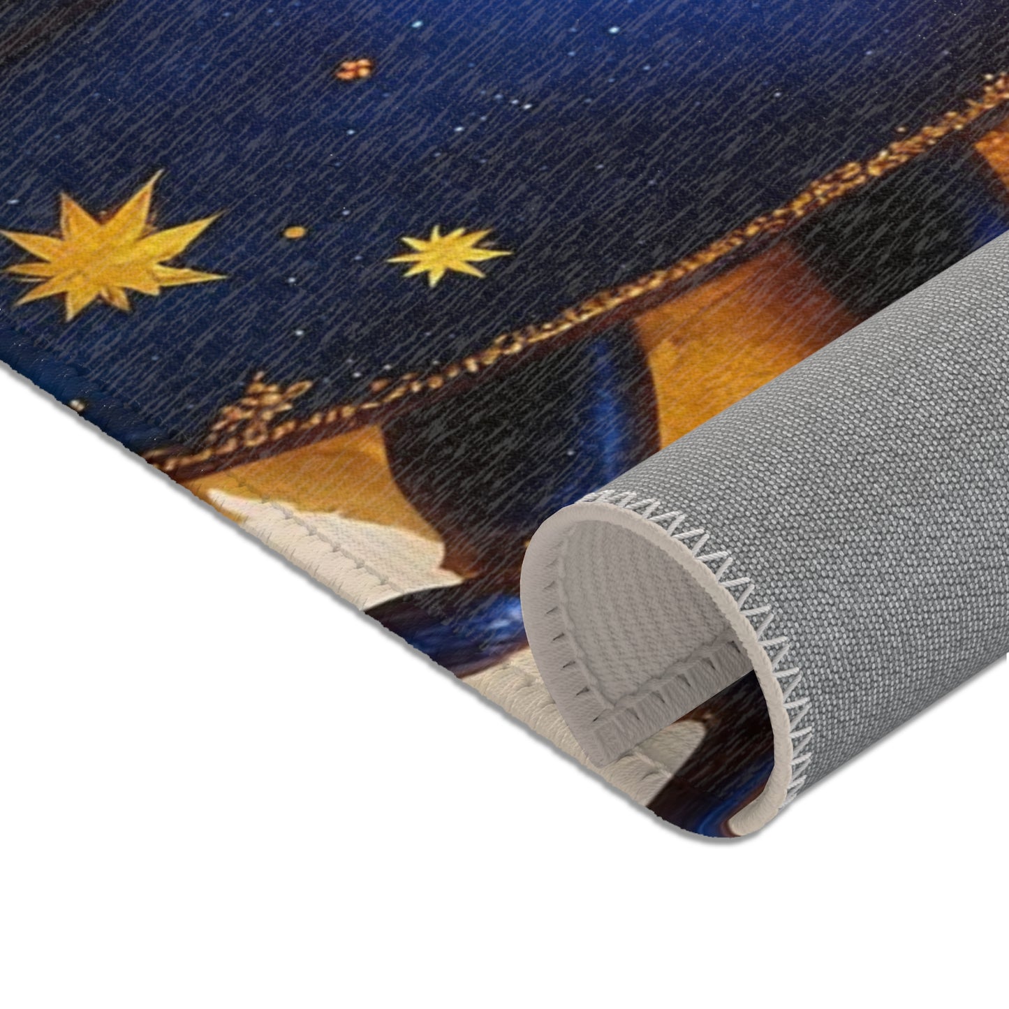 Celestial Beetle Area Rugs – Starlit Blue Guardian Among Autumn Leaves