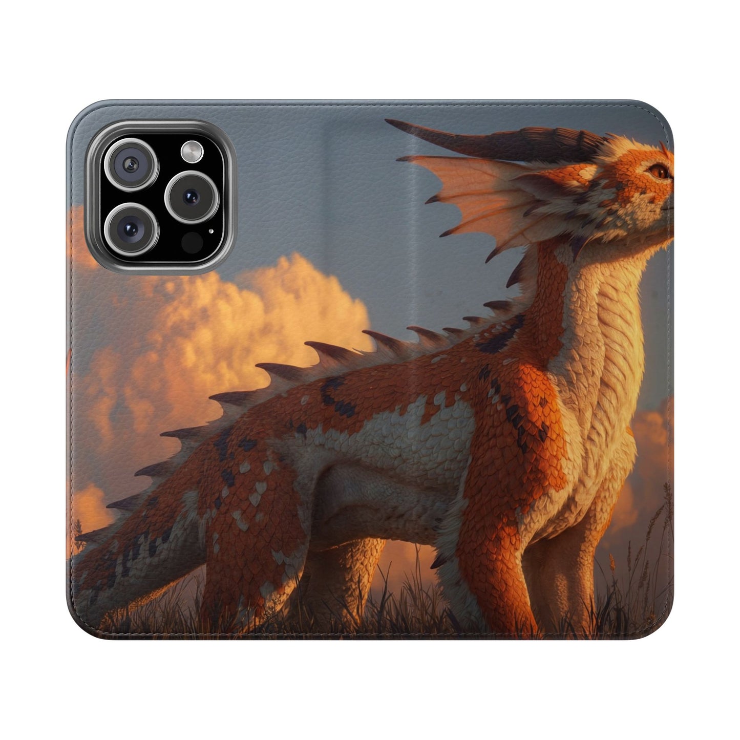 Gilded Dragon Flip Cases – Amber Sunset Guardian