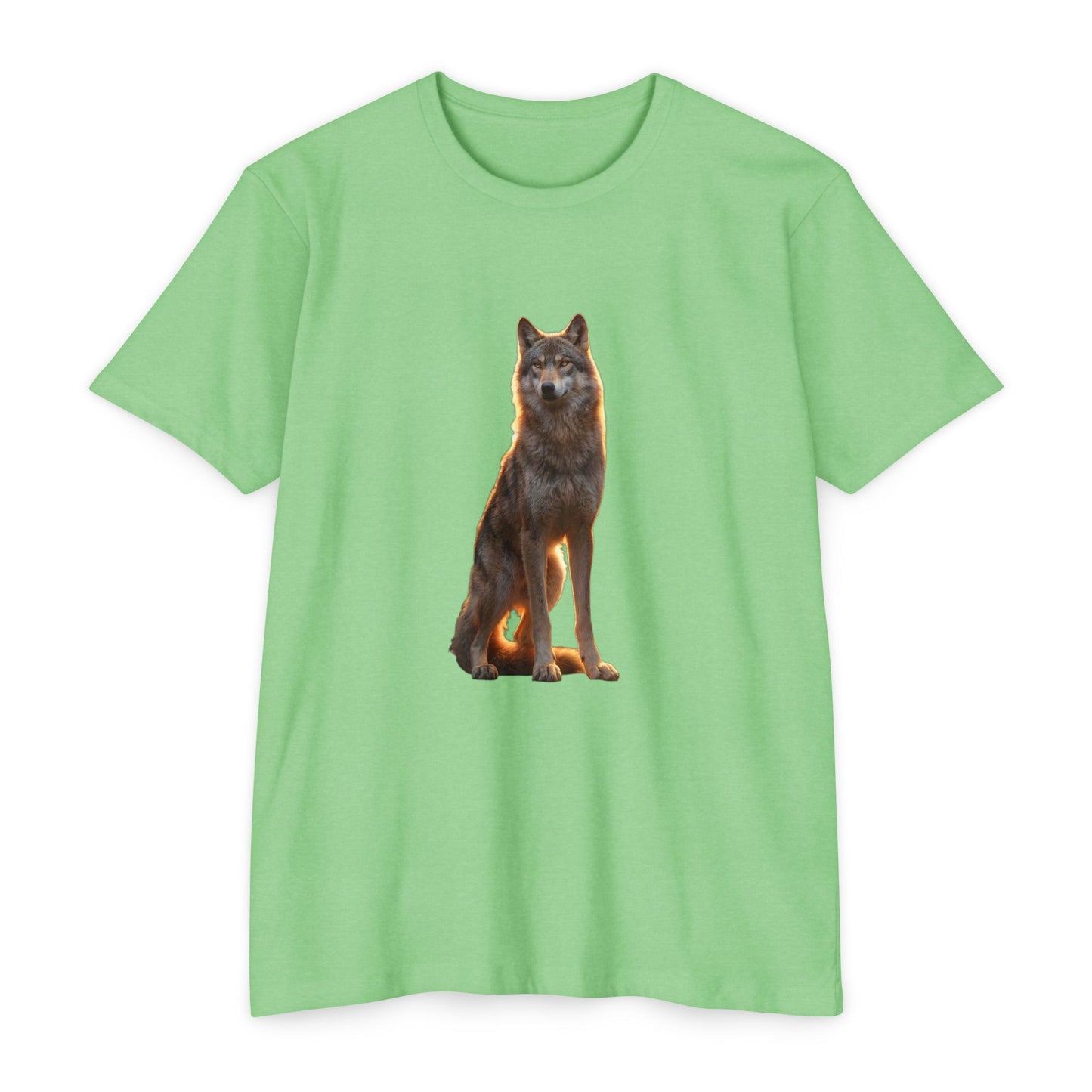 Gaze of the Lone Wolf Unisex CVC Jersey T-shirt – Amber Light Sentinel Portrait