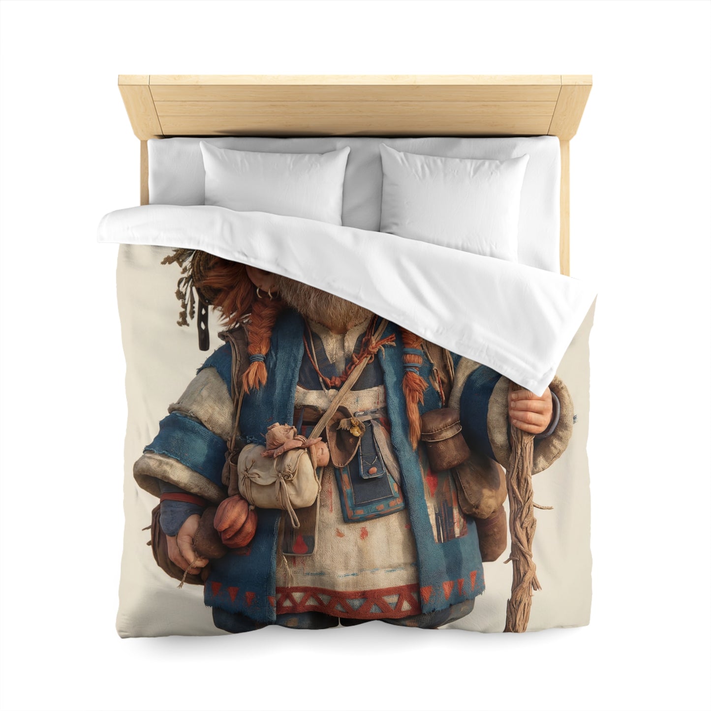 Forest Wiseman Microfiber Duvet Cover – Earth-Toned Herbal Gatherer