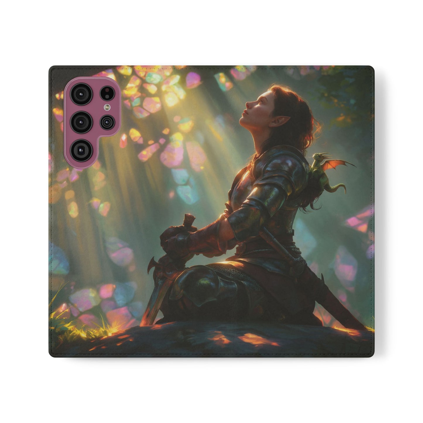 Crystal Grove Sentinel Flip Cases – Iridescent Forest Dawn Guardian