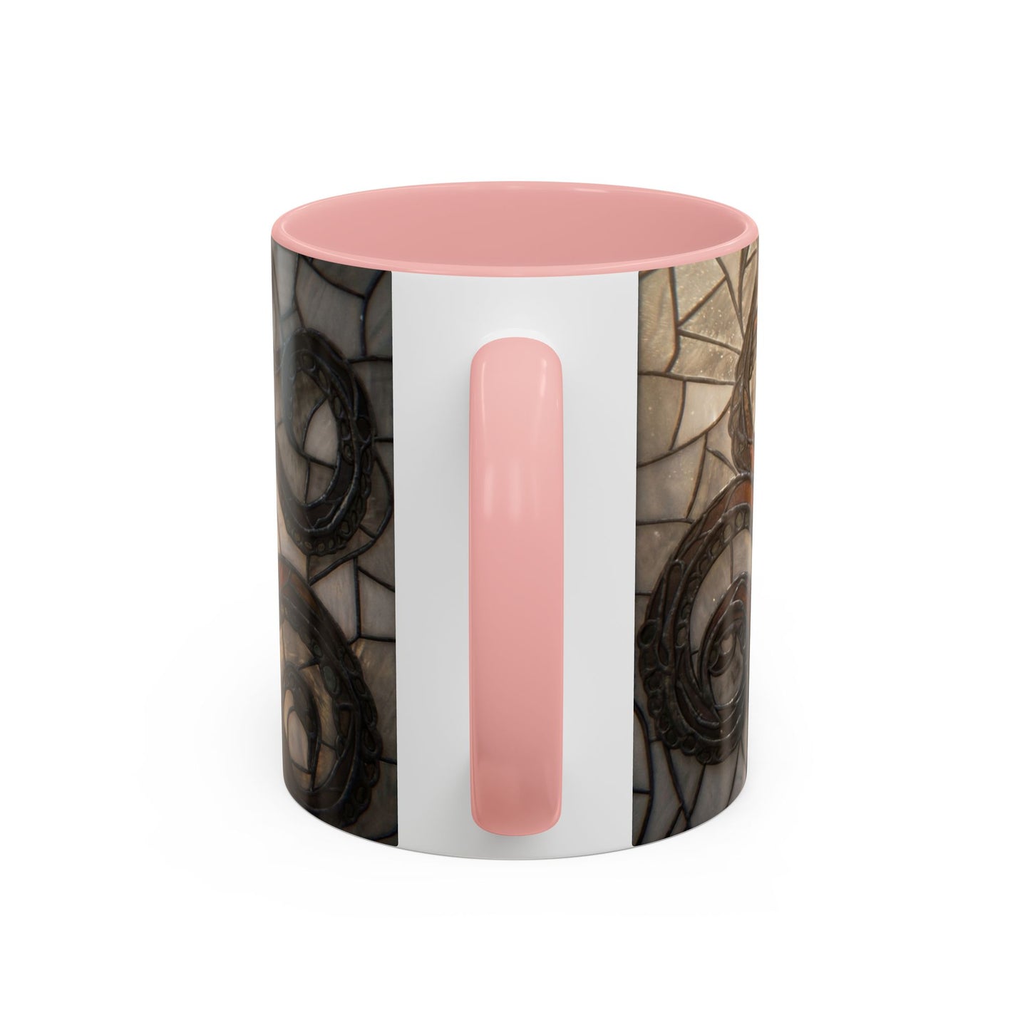 Stained Glass Octopus Accent Coffee Mug – Amber Tentacle Mosaic Art
