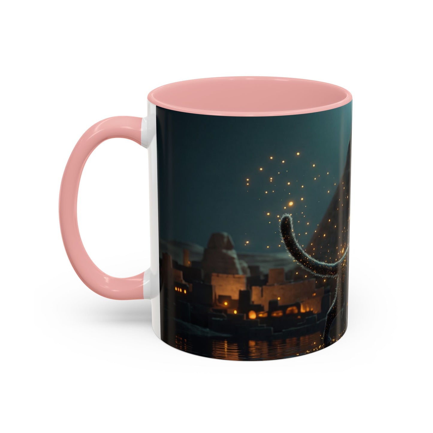 Pharaoh Cat Accent Coffee Mug (11, 15oz) – Golden Stardust Nile Sentinel