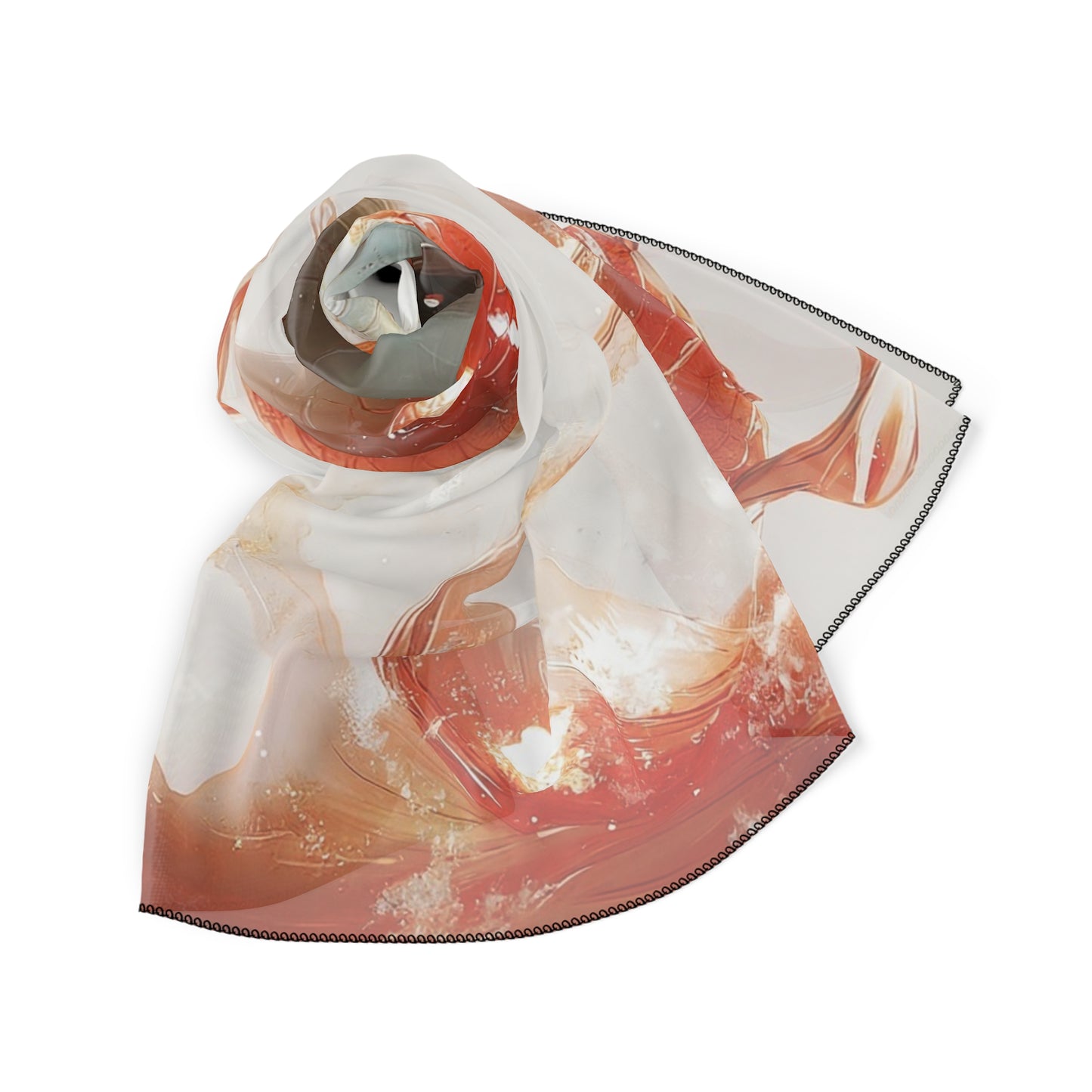 Child on Celestial Koi Poly Scarf – Warm Liquid Light Dreamscape