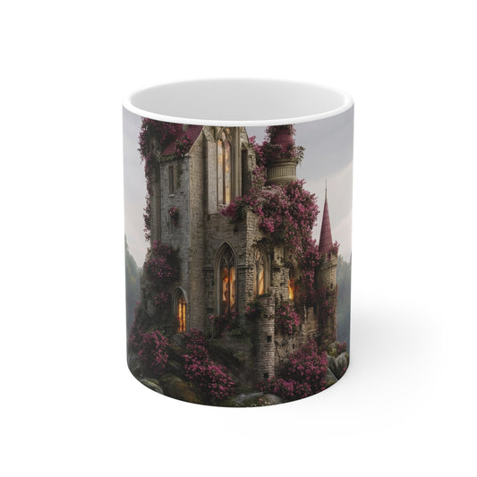 Rose-Wreathed Castle Ceramic Mugs (11oz\15oz\20oz) – Twilight Sanctuary