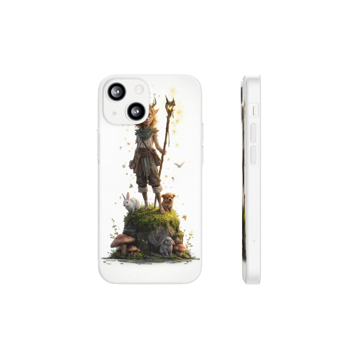 Forest Sentinel Flexi Cases – Glowing Antlered Child with Pet Companions