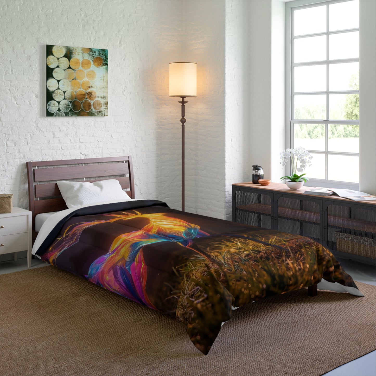 Chromatic Stag Comforter – Whispers of Night and Light