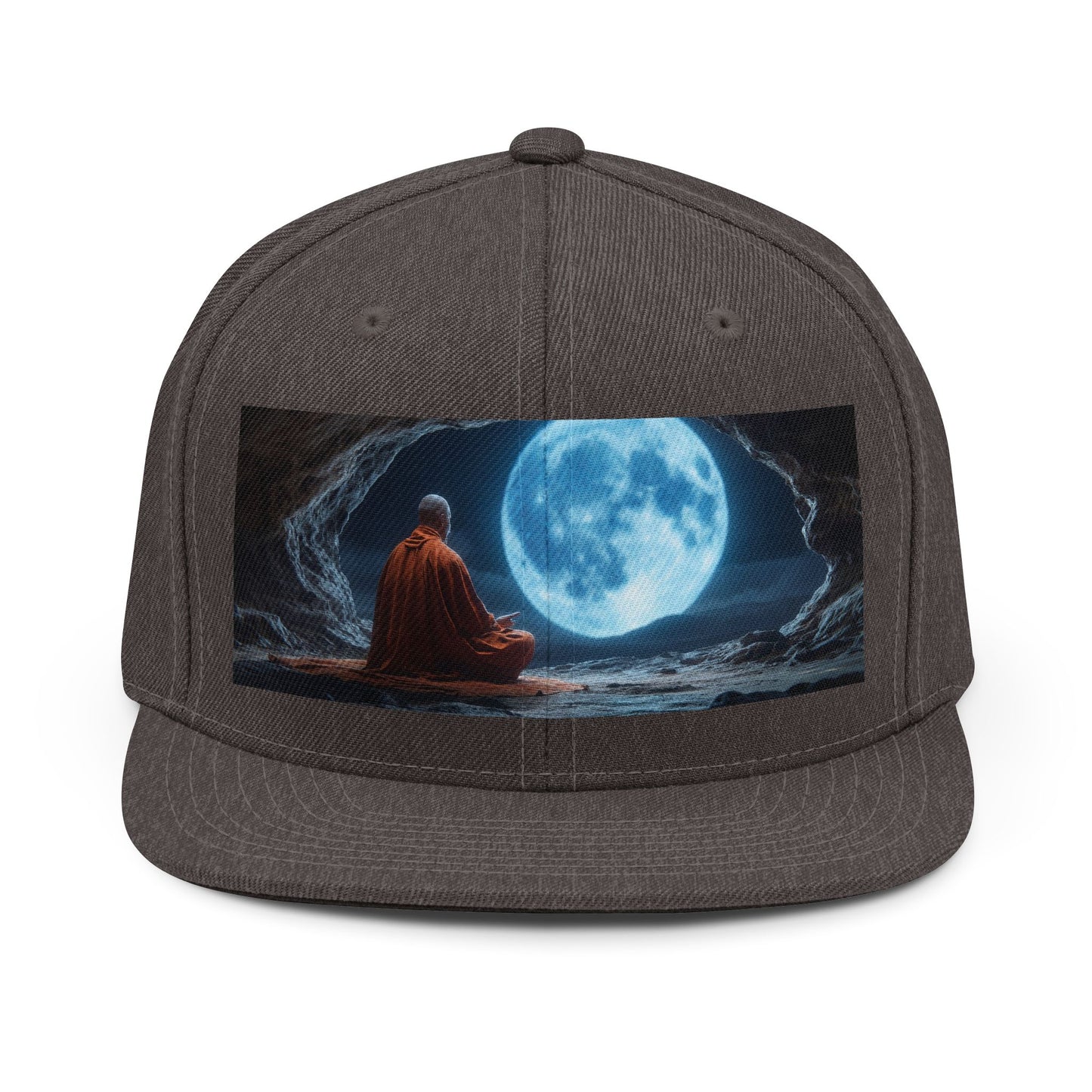 Moonlit Monk Unisex Snapback Hat – Stillness Beneath the Celestial Disc