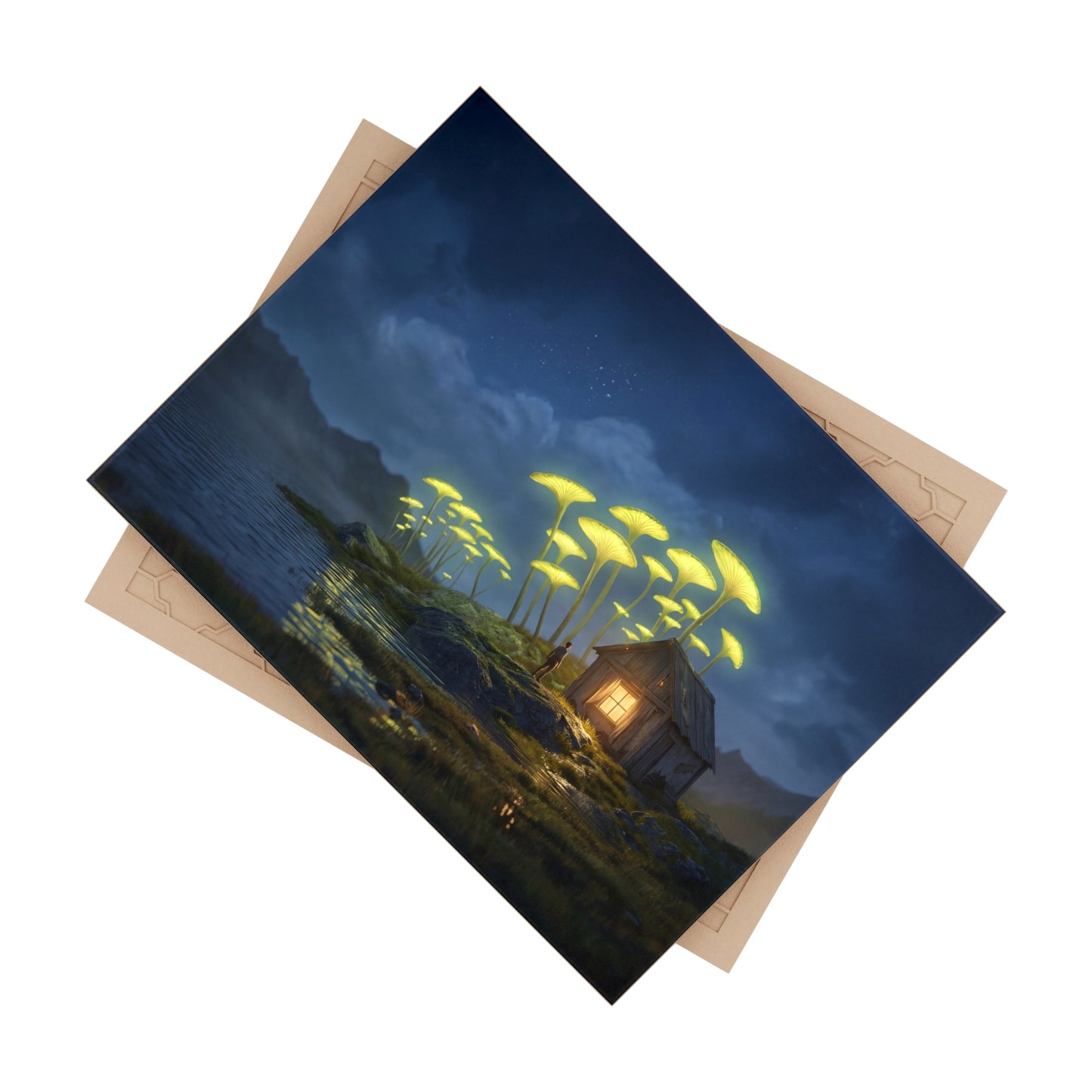 Luminescent Mushroom Cottage Tile – Night’s Quiet Guardian