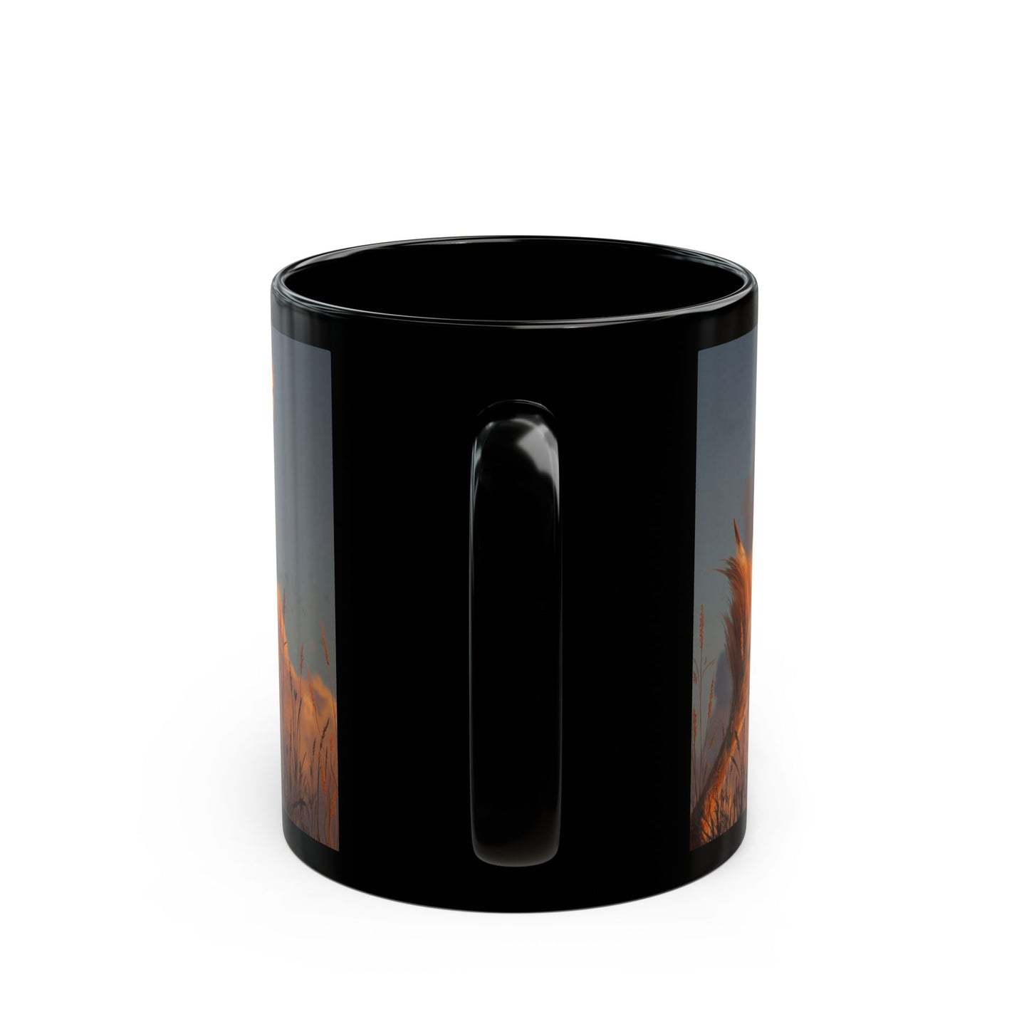 Sunset Sentinel Dragon Mug – Warm Ember Glow on a Quiet Meadow