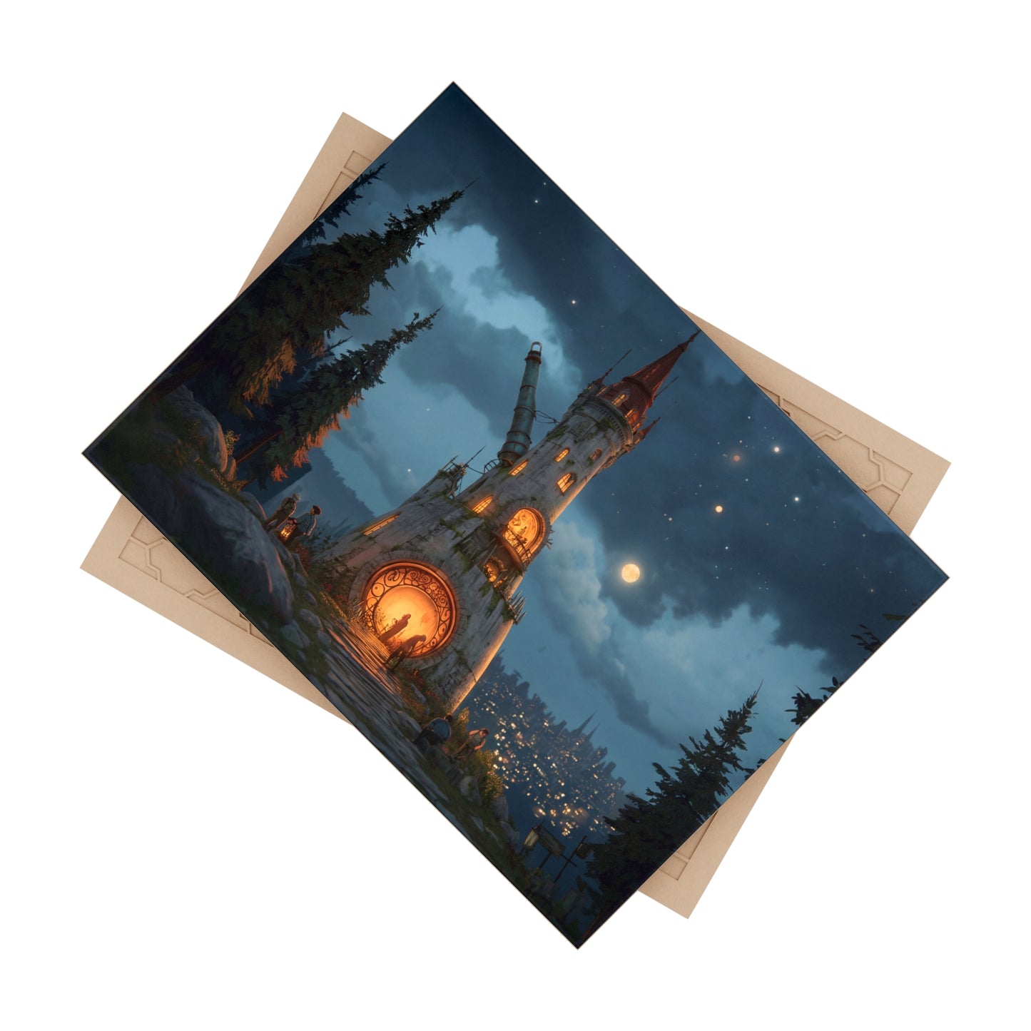 Moonlit Observatory Tower Ceramic Photo Tile – Whispers of the Forgotten Sky