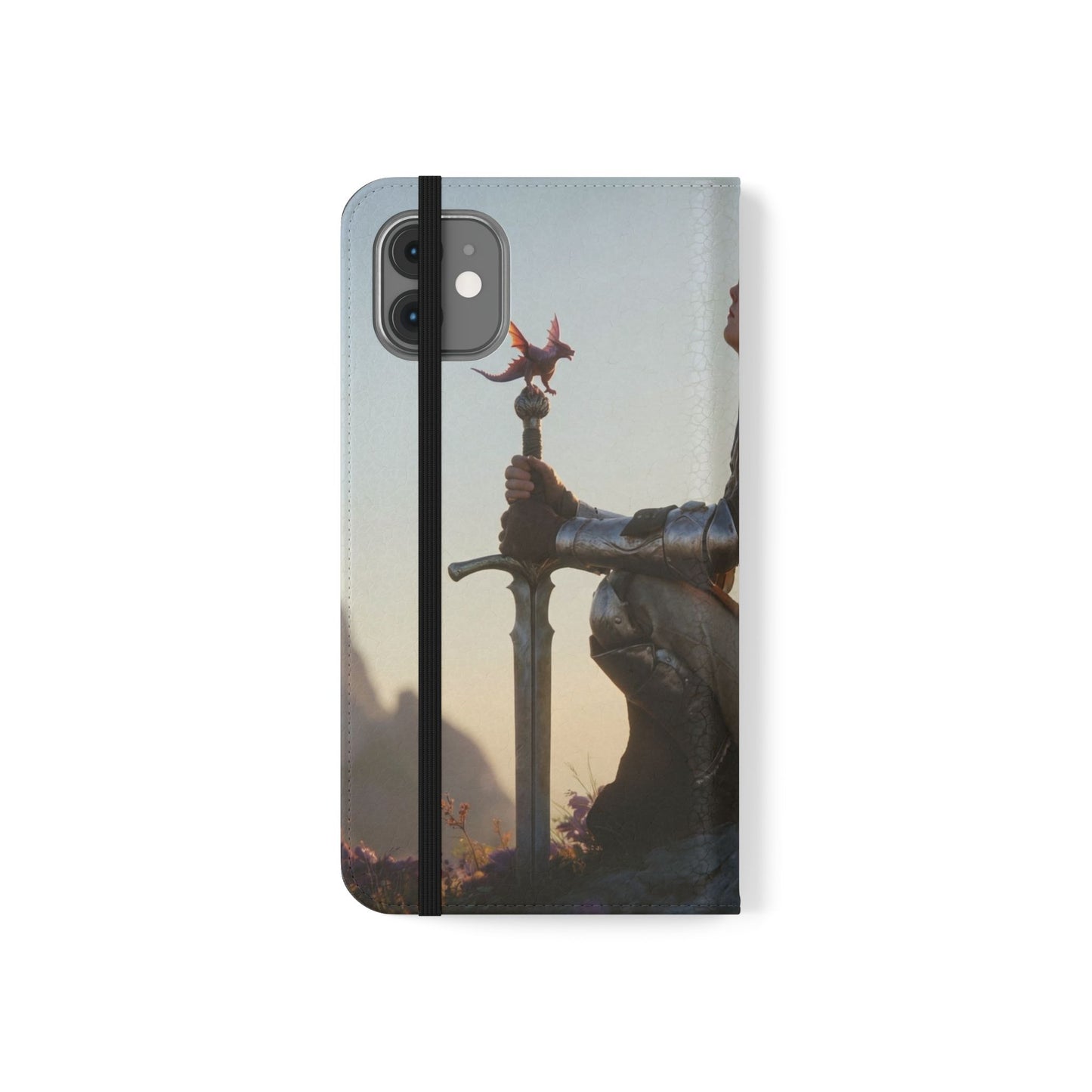 Dragon Knight Flip Cases – Sunlit Sentinel with Mini Drake and Sword