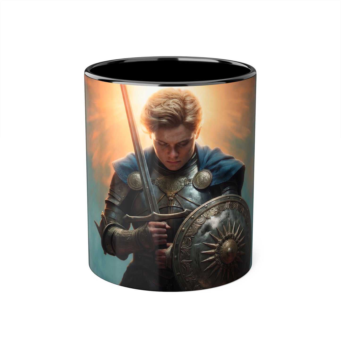 Dawn’s Edge Knight Mug – Radiant Armor & Sunburst Dawn