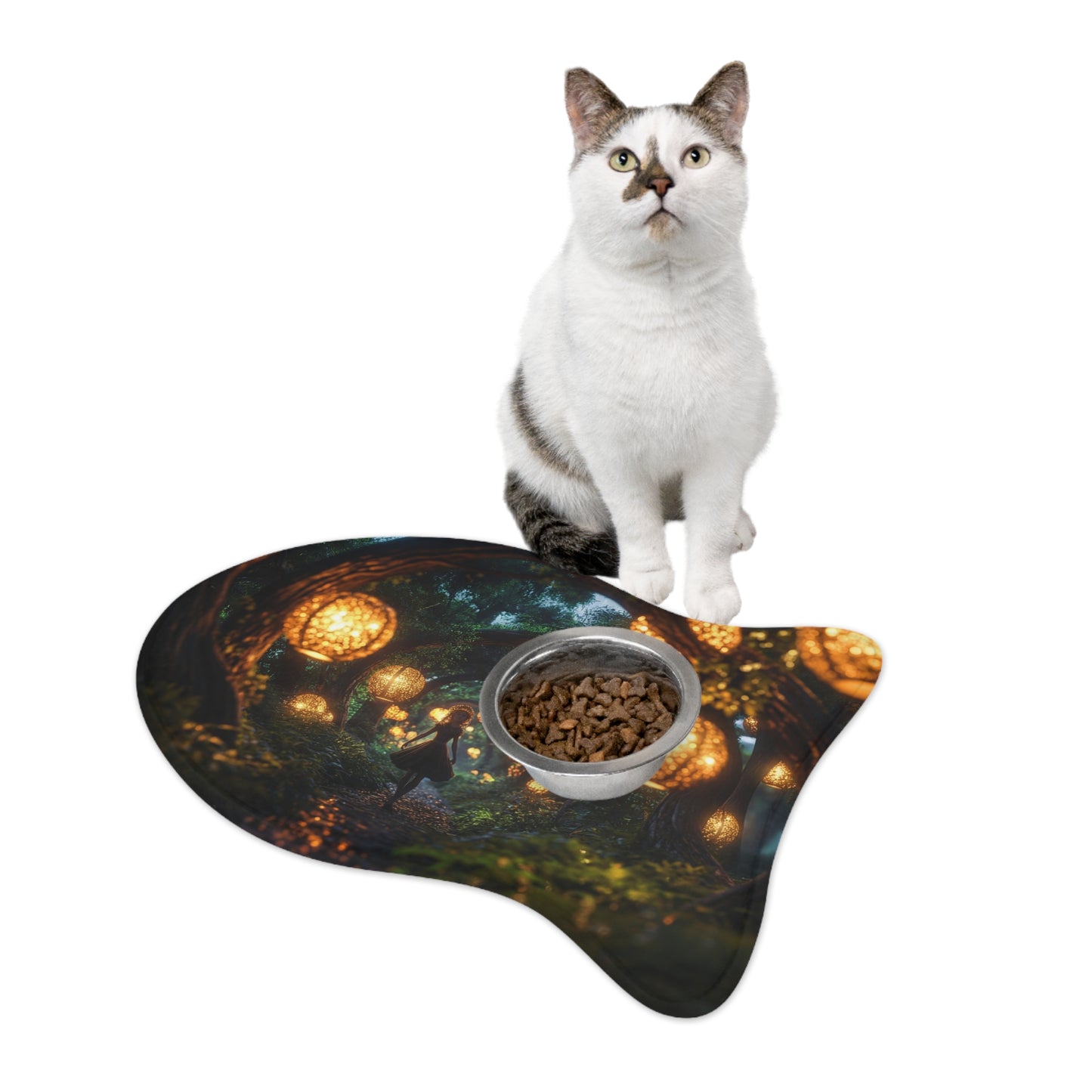 Luminous Forest Path Pet Feeding Mats – Warm Lantern Walkway