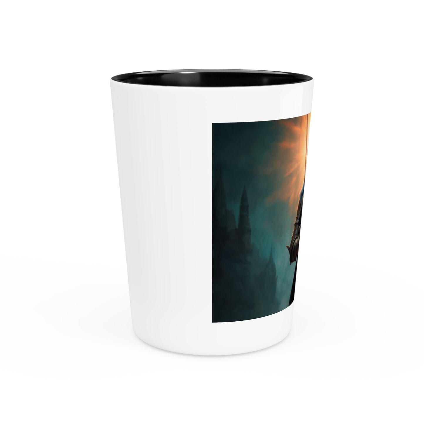 Dawn-Emblazoned Sentinel Shot Glass – Armor of the Rising Sun