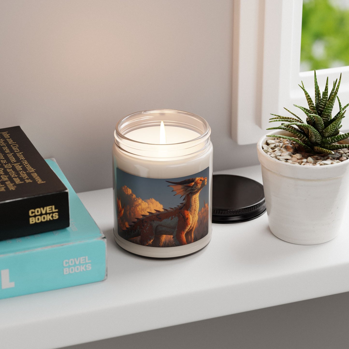 Sunset Guardian Dragon Scented Soy Candle, 9oz – Warm Ember Meadow Dreamscape