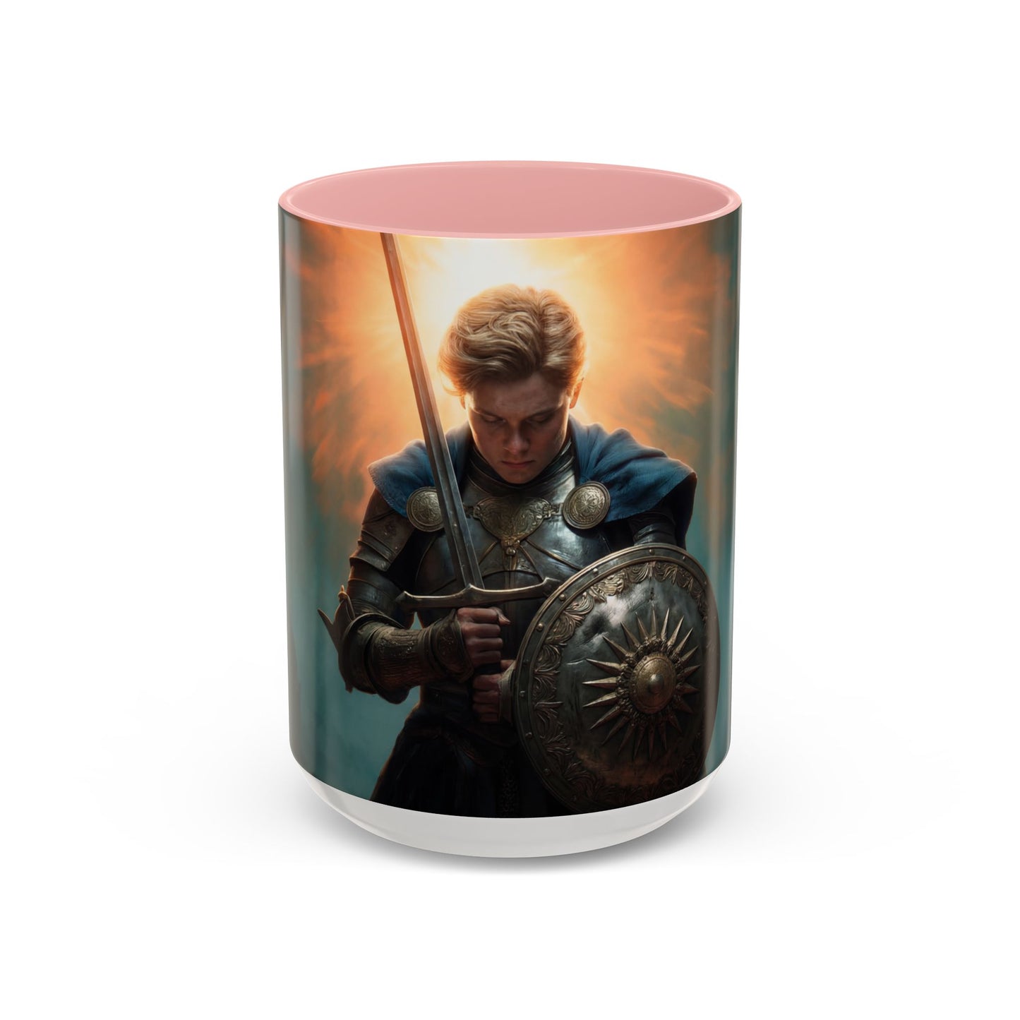 Dawn-Kissed Sentinel Accent Coffee Mug (11, 15oz) – Radiant Resolve in Shadowed Towers