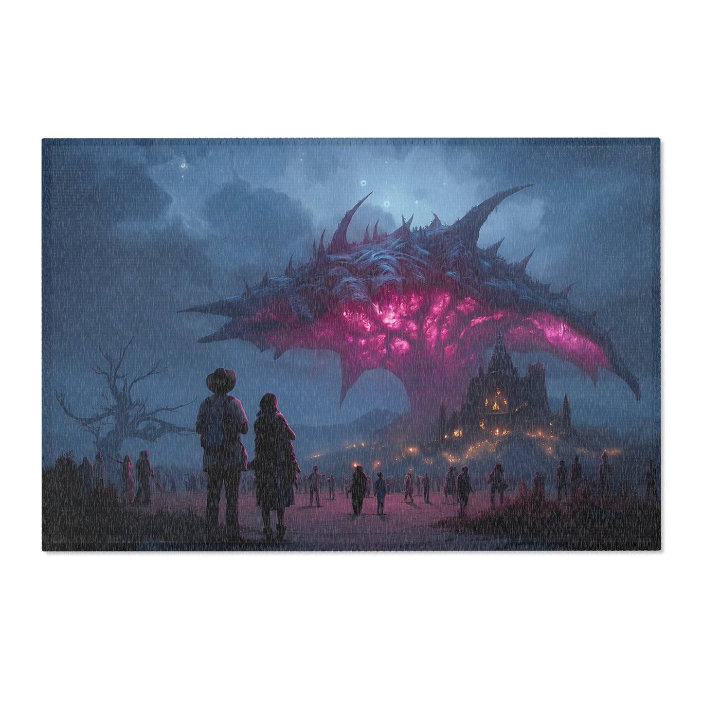 Cosmic Leviathan Rug – Twilight Skyfall Over Ancient Ruins