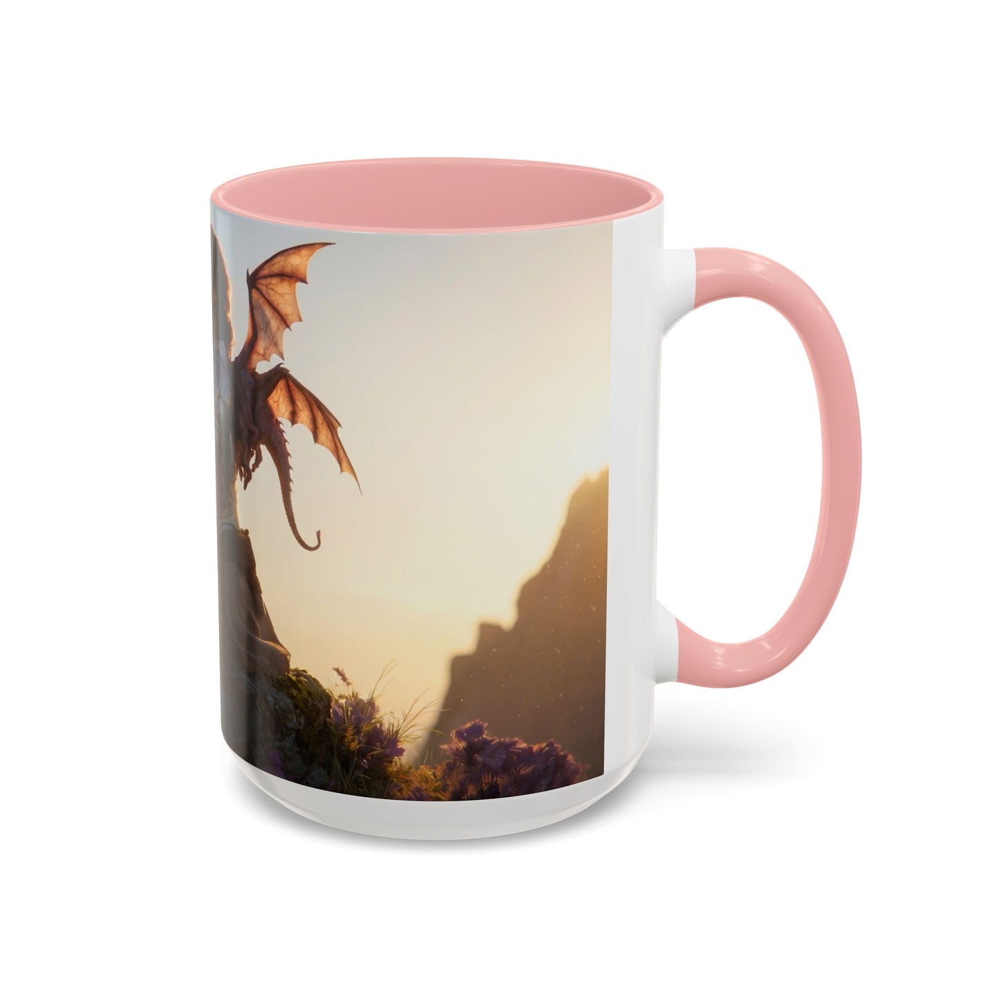 Dragon Rider at Dawn Accent Coffee Mug (11, 15oz) – Sunset Sentinel and Whispering Scale