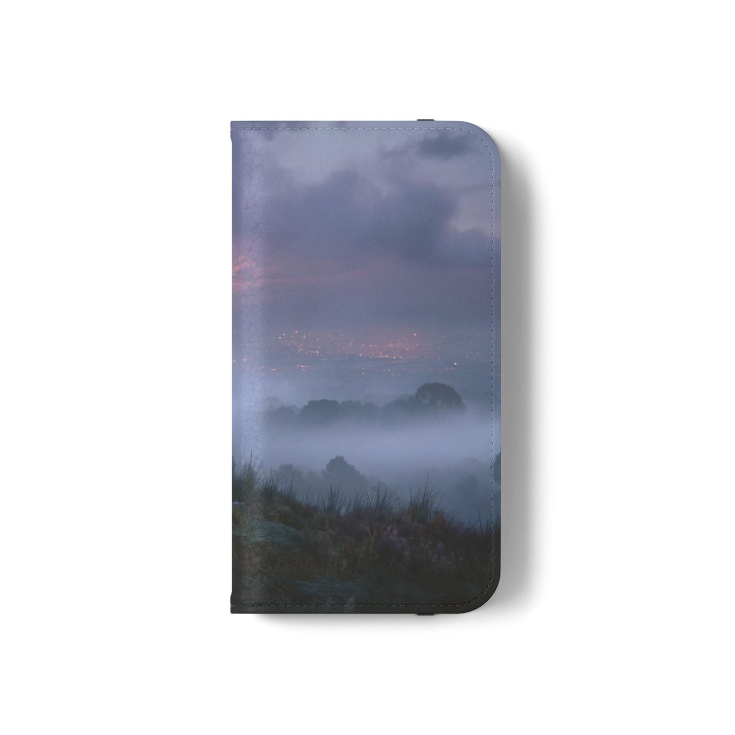 Misty Hilltop Flip Cases – Red-Haired Wanderer at Twilight