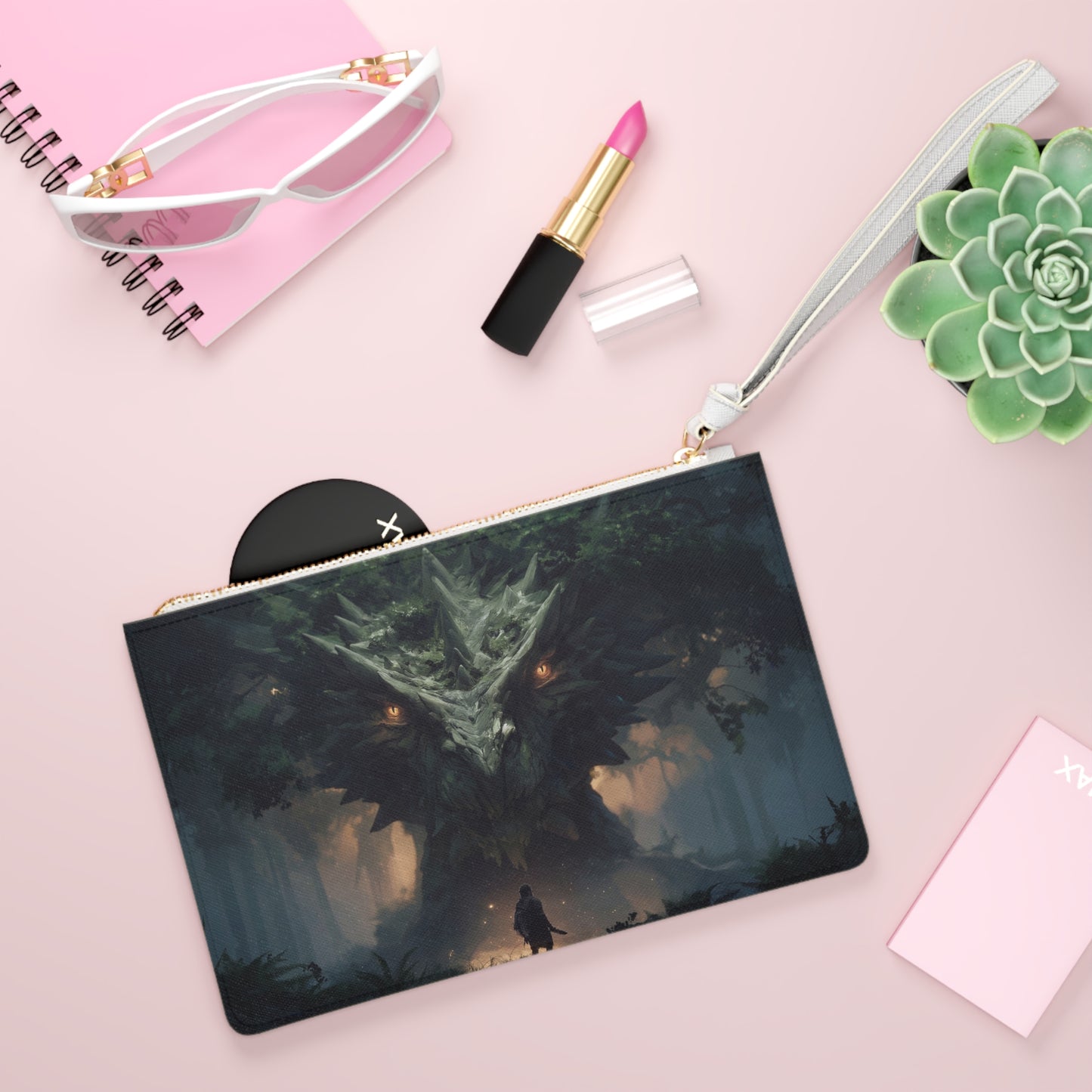 Ancient Dragon Sentinel Clutch Bag – Moss-Covered Forest Guardian