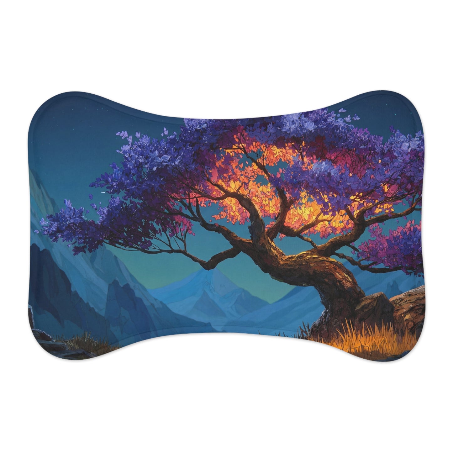 Celestial Tree Pet Feeding Mats – Twilight Bloom Dreamscape