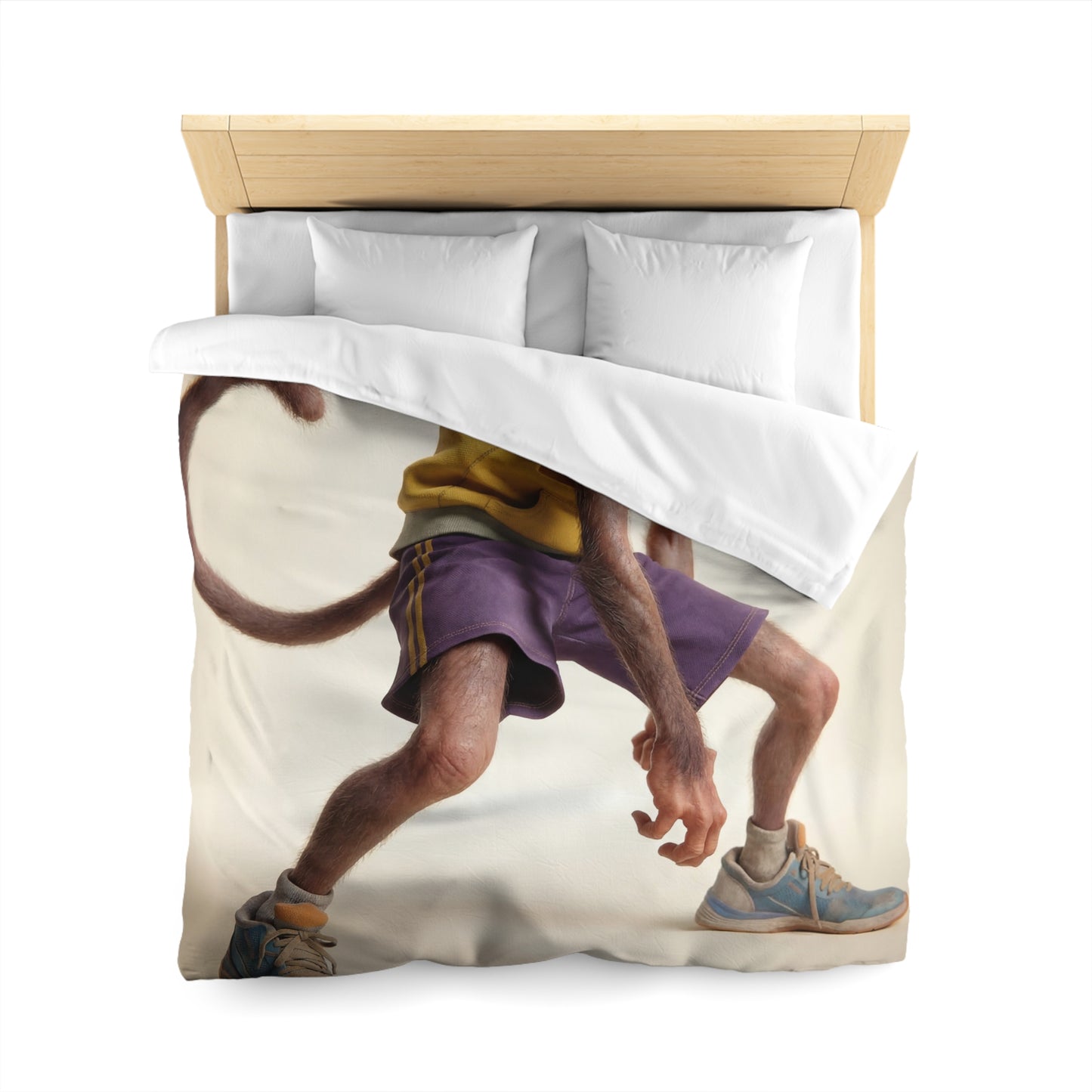 Streetwise Monkey Microfiber Duvet Cover – Athletic Pose in Neon Glow