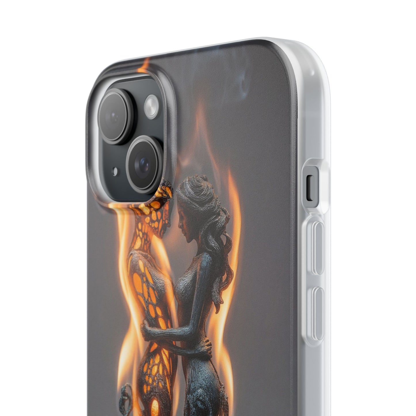 Flame-Embraced Lovers Flexi Cases – Intimate Glow Within the Fire