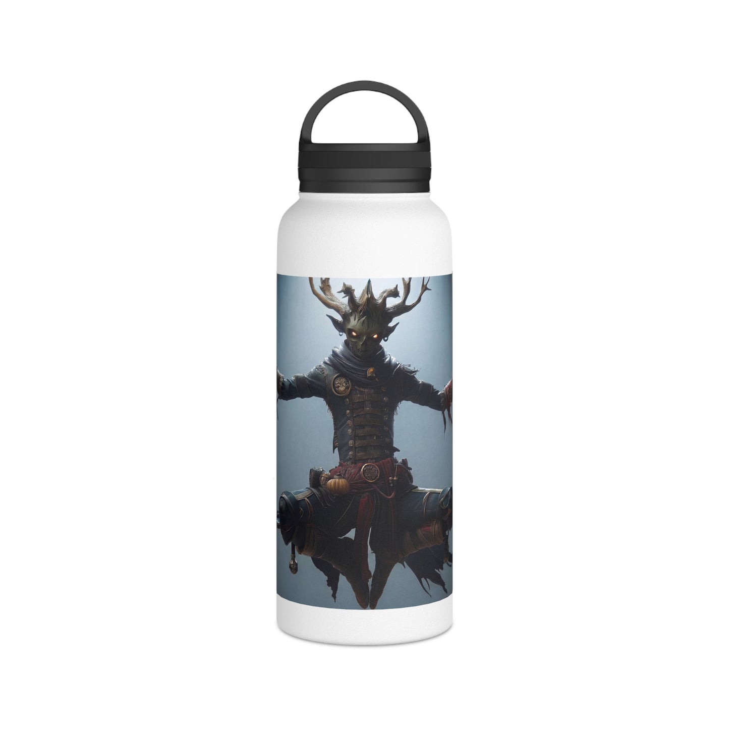 Forest Guardian Meditator Stainless Steel Water Bottle, Handle Lid – Twilight Grove Serenity