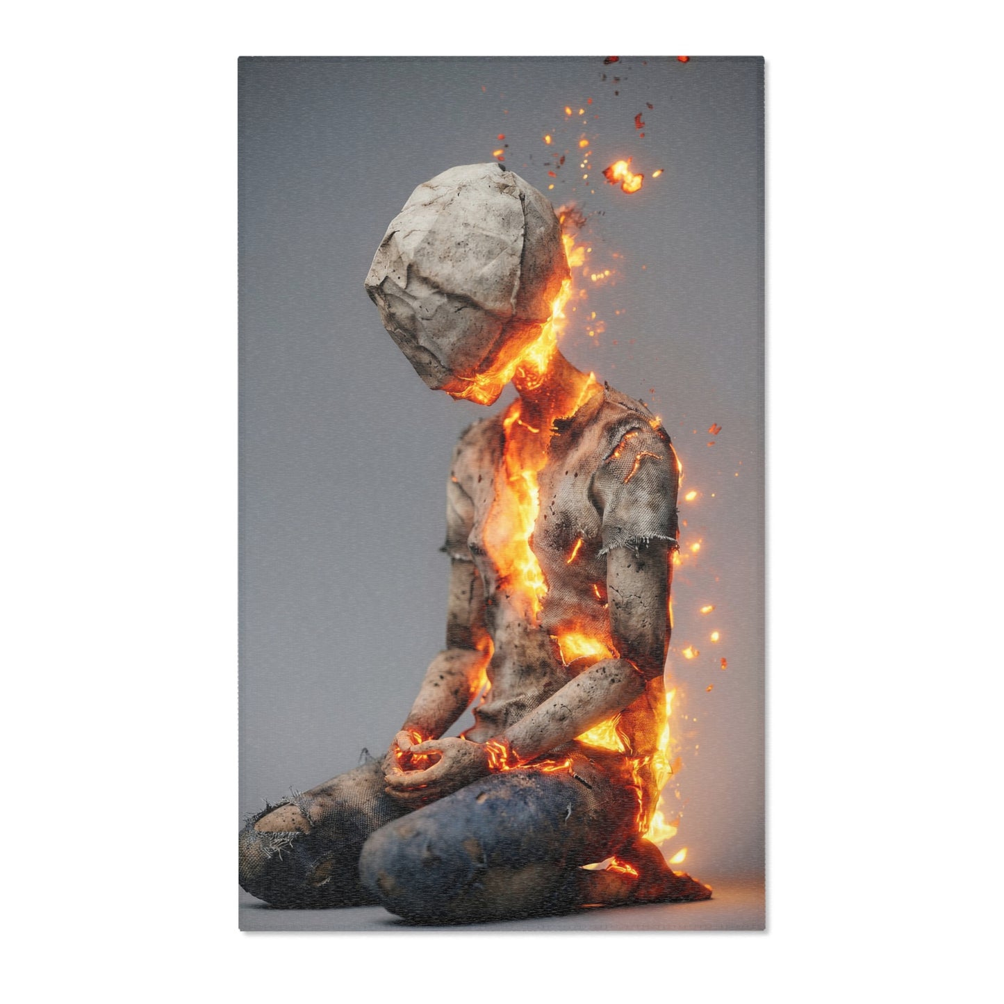 Fiery Awakening Area Rug – Crumpled Paper Soul in Blaze