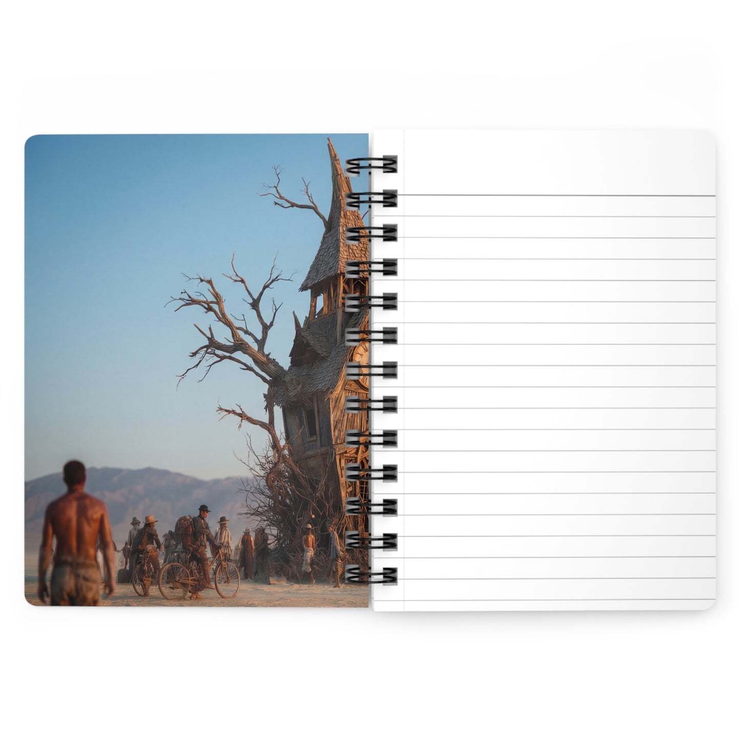 Clock Tower in the Desert Spiral Bound Journal – Where Time Stands Still in Dusty Twilight