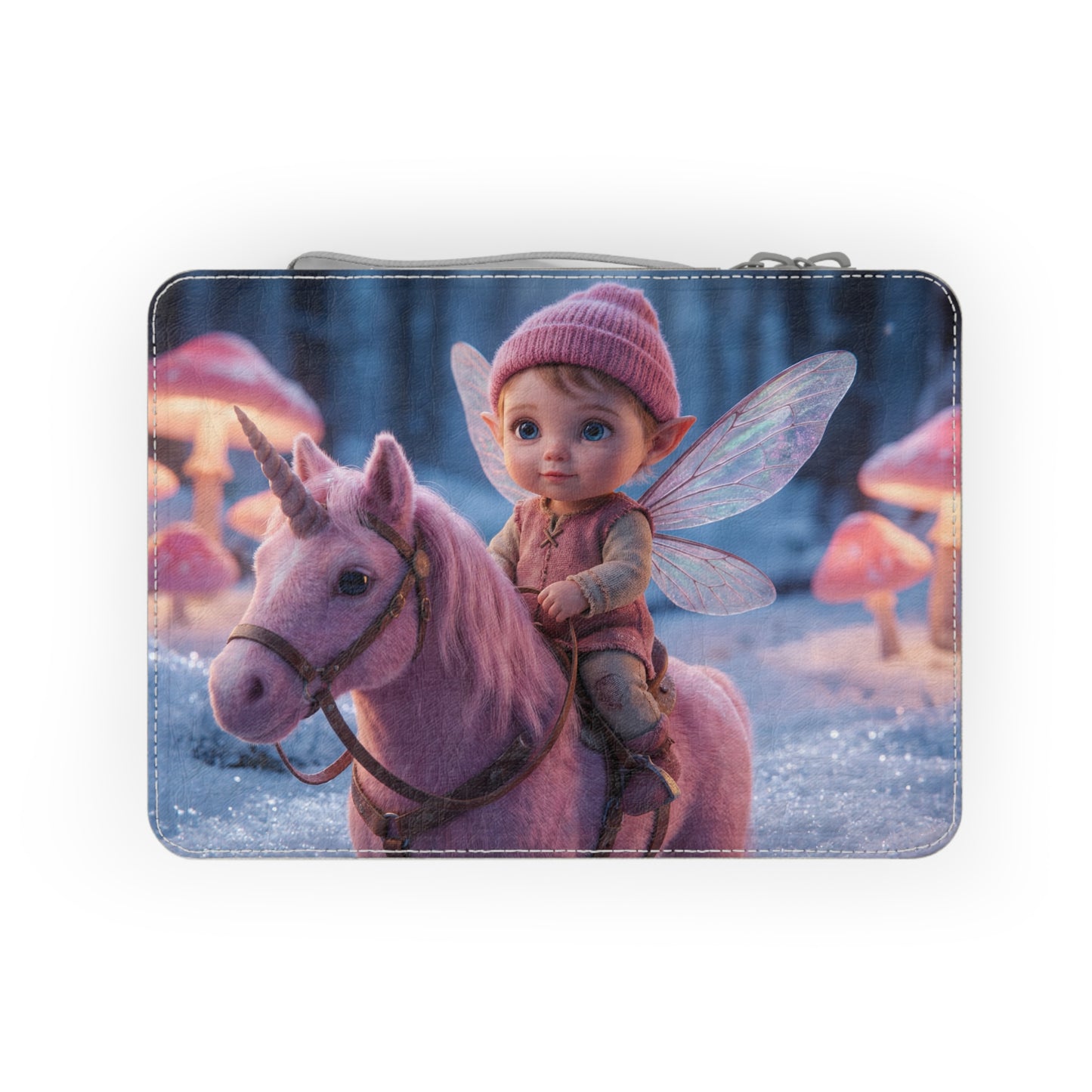 Pink Unicorn Paper Lunch Bag – Winter Fairy Ride Art Wrap