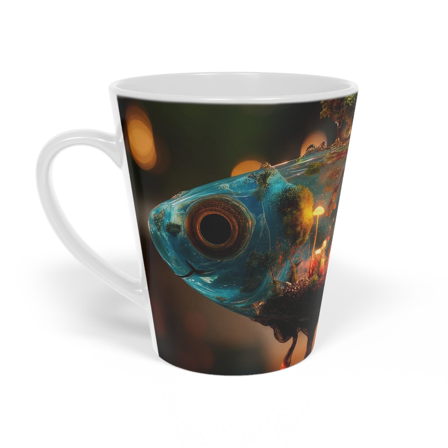 Forest Within Fish Latte Mug – Bioluminescent Underwater Sanctuary