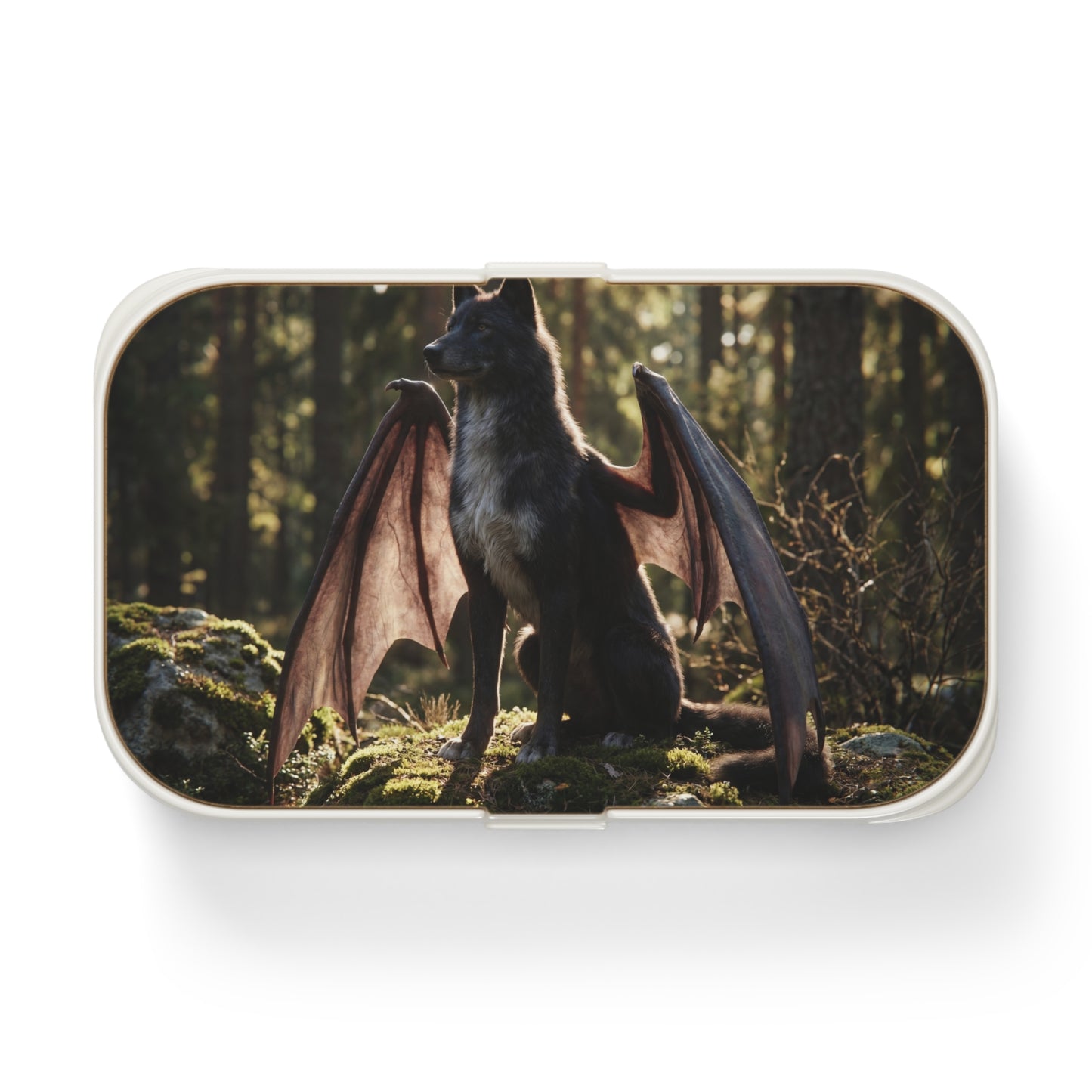 Winged Wolf Forest Bento Lunch Box – Sunlit Sentinel of the Ancient Grove
