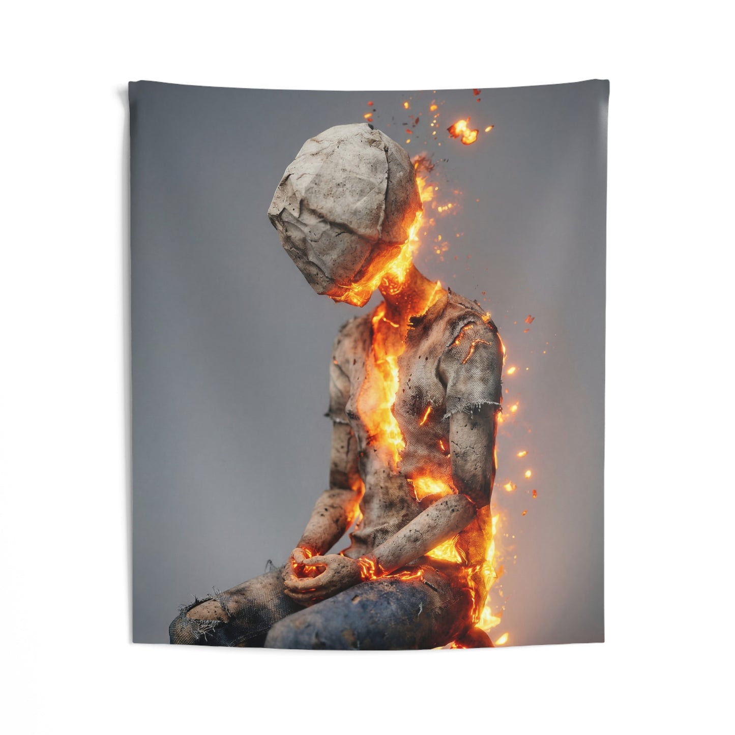 Fiery Rebirth Figure Indoor Wall Tapestries – Embers of Inner Awakening