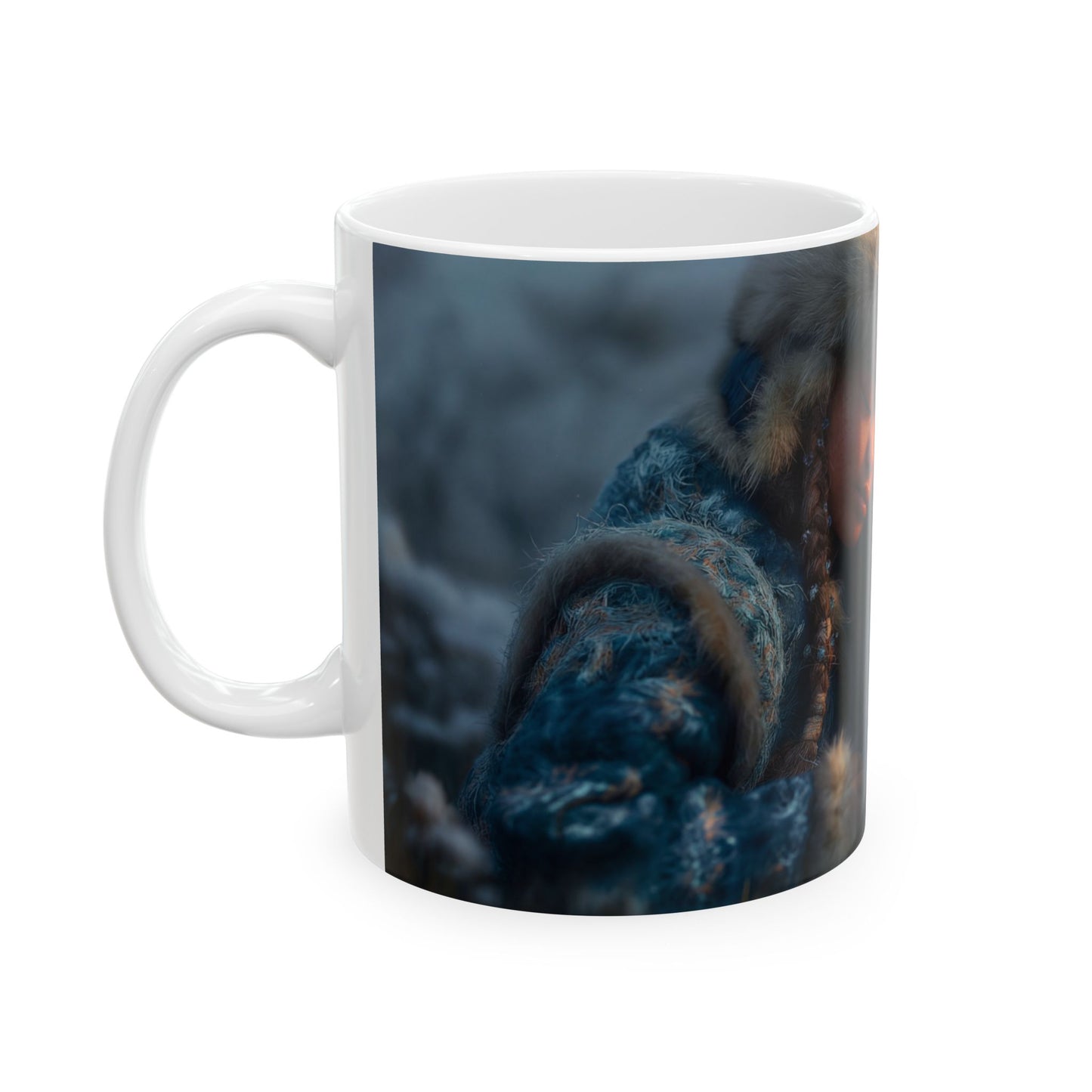 Girl and White Dragon Ceramic Mug – Golden Hour Sanctuary