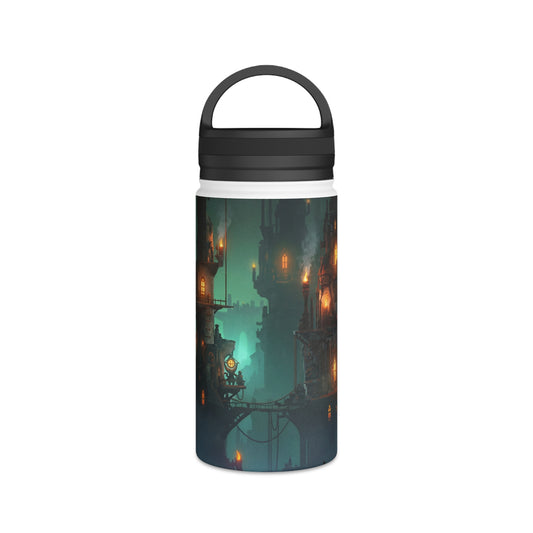 Aerial City of Lanterns Stainless Steel Water Bottle, Handle Lid – Glow in the Misty Canopy