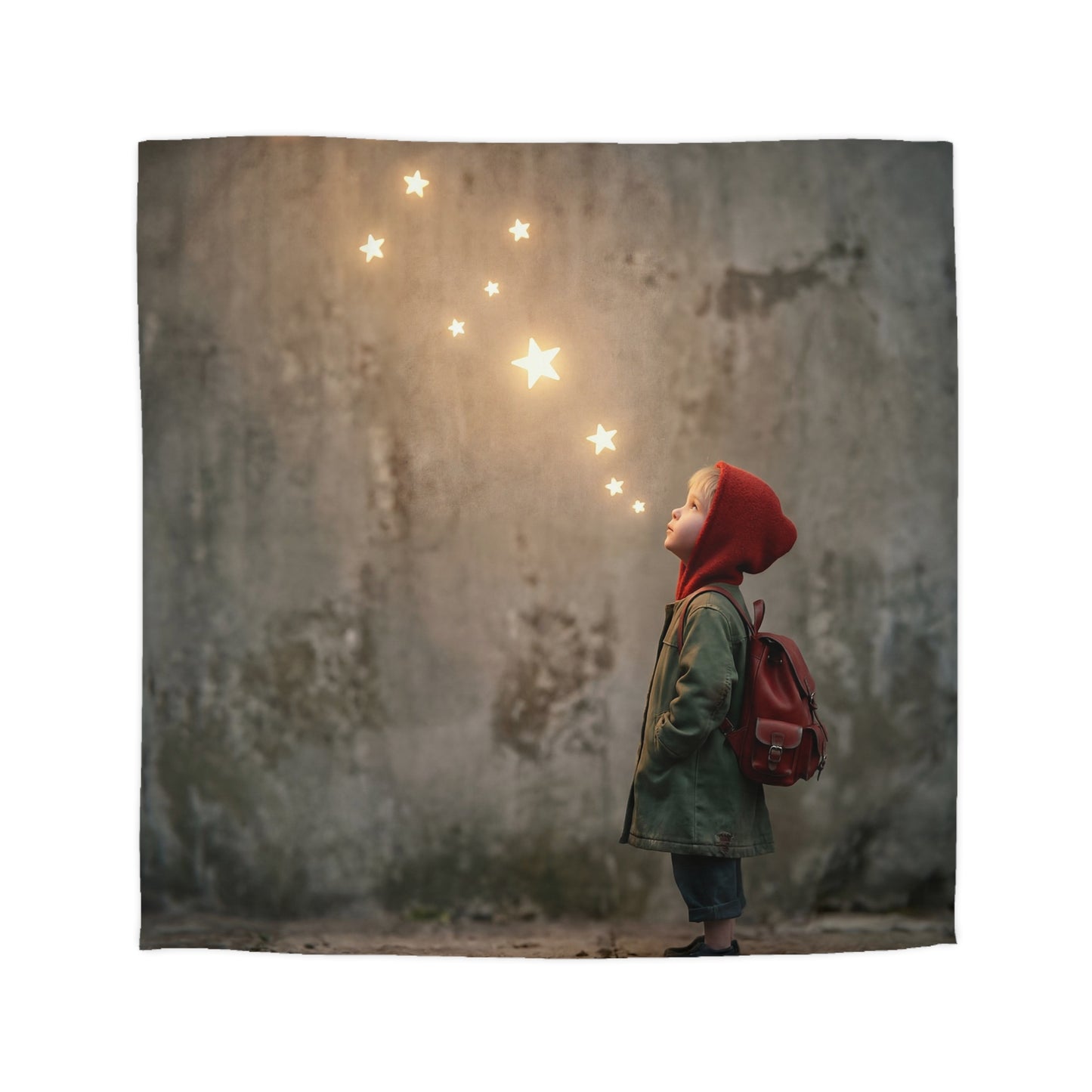 Star-Whisperer Microfiber Duvet Cover – Warm Glow of Childhood Wonder