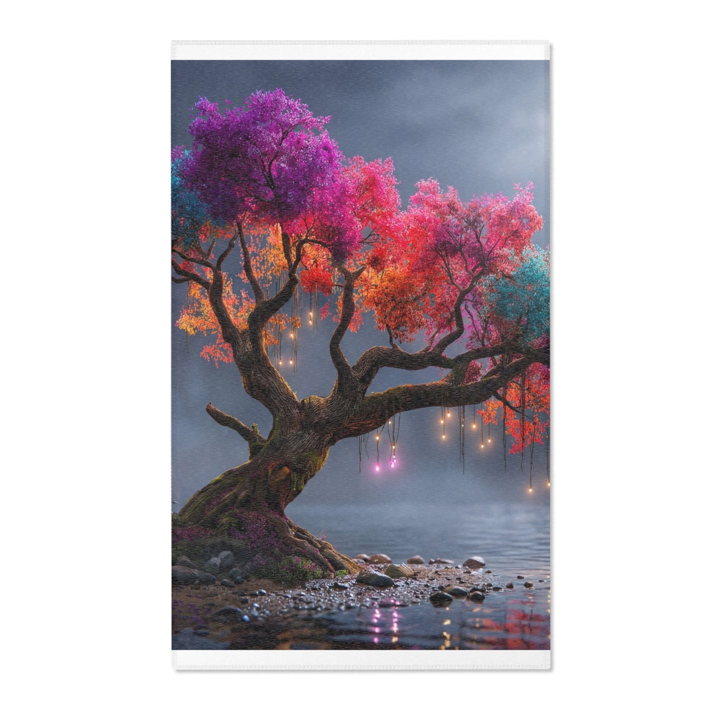 Chromatic Dream Tree Area Rugs – Moonlit Rainbow Canopy