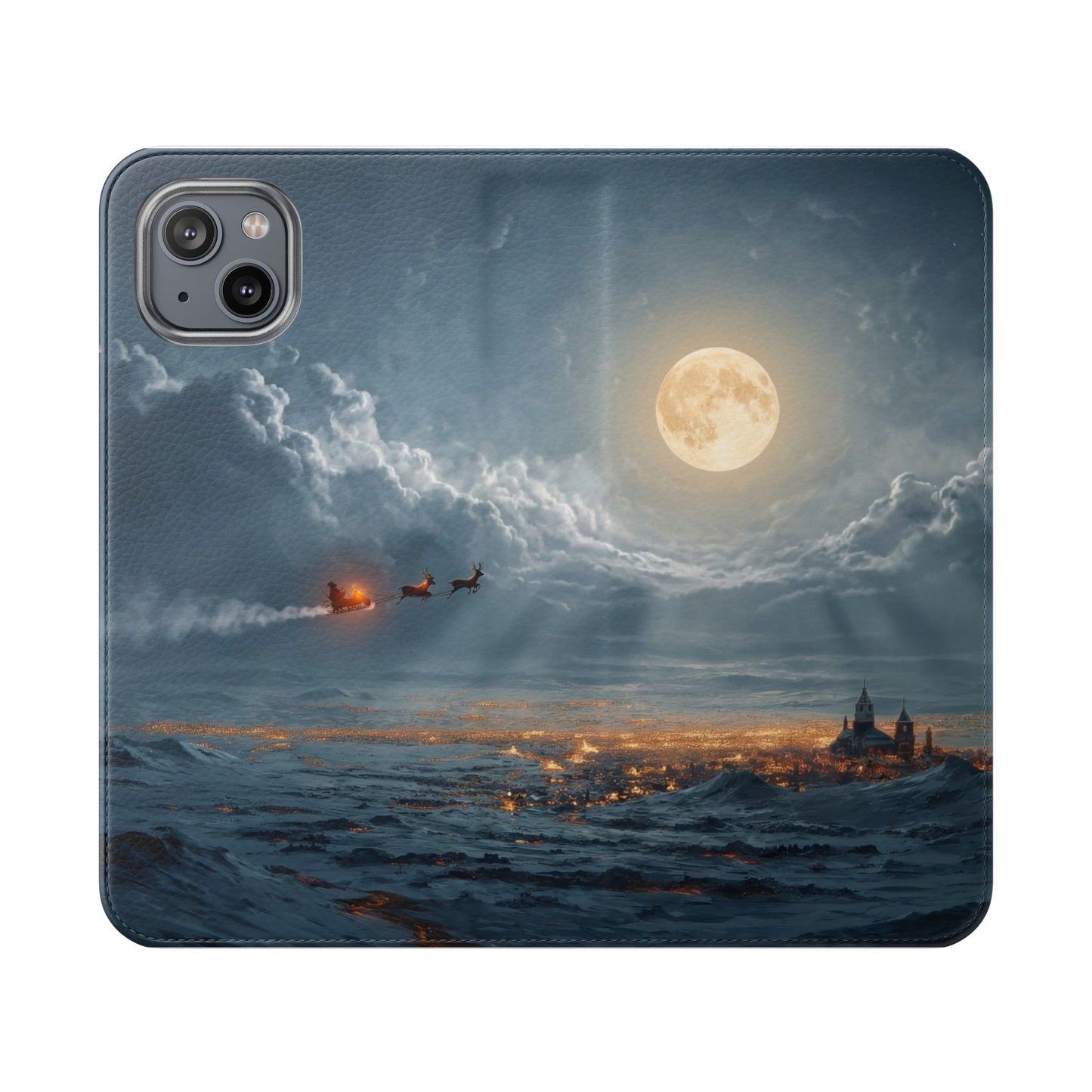 Moonlit Sleigh Flip Cases – Northern Lights Winter Journey