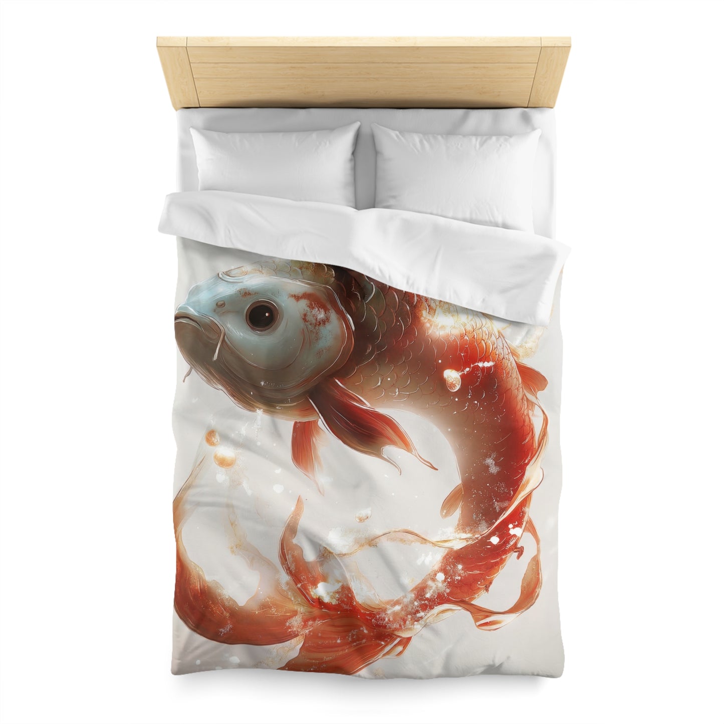 Child on Glowing Koi Microfiber Duvet Cover – Whimsical Dream Journey