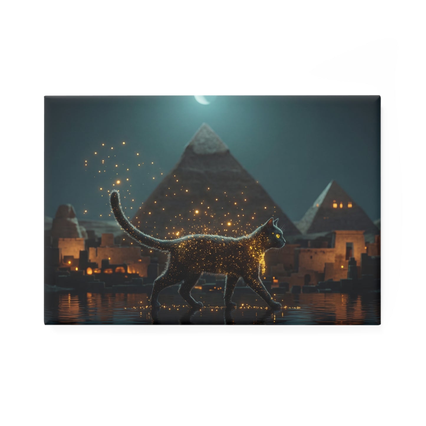 Golden Stray Button Magnet, Rectangle (1 & 10 pcs) – Crescent Moon Guardian