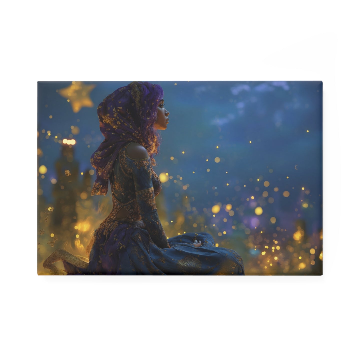 Starlight Siren Button Magnet, Rectangle (1 & 10 pcs) – Velvet Night & Golden Dust