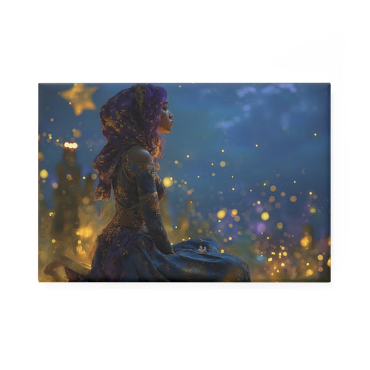 Starlight Siren Button Magnet, Rectangle (1 & 10 pcs) – Velvet Night & Golden Dust
