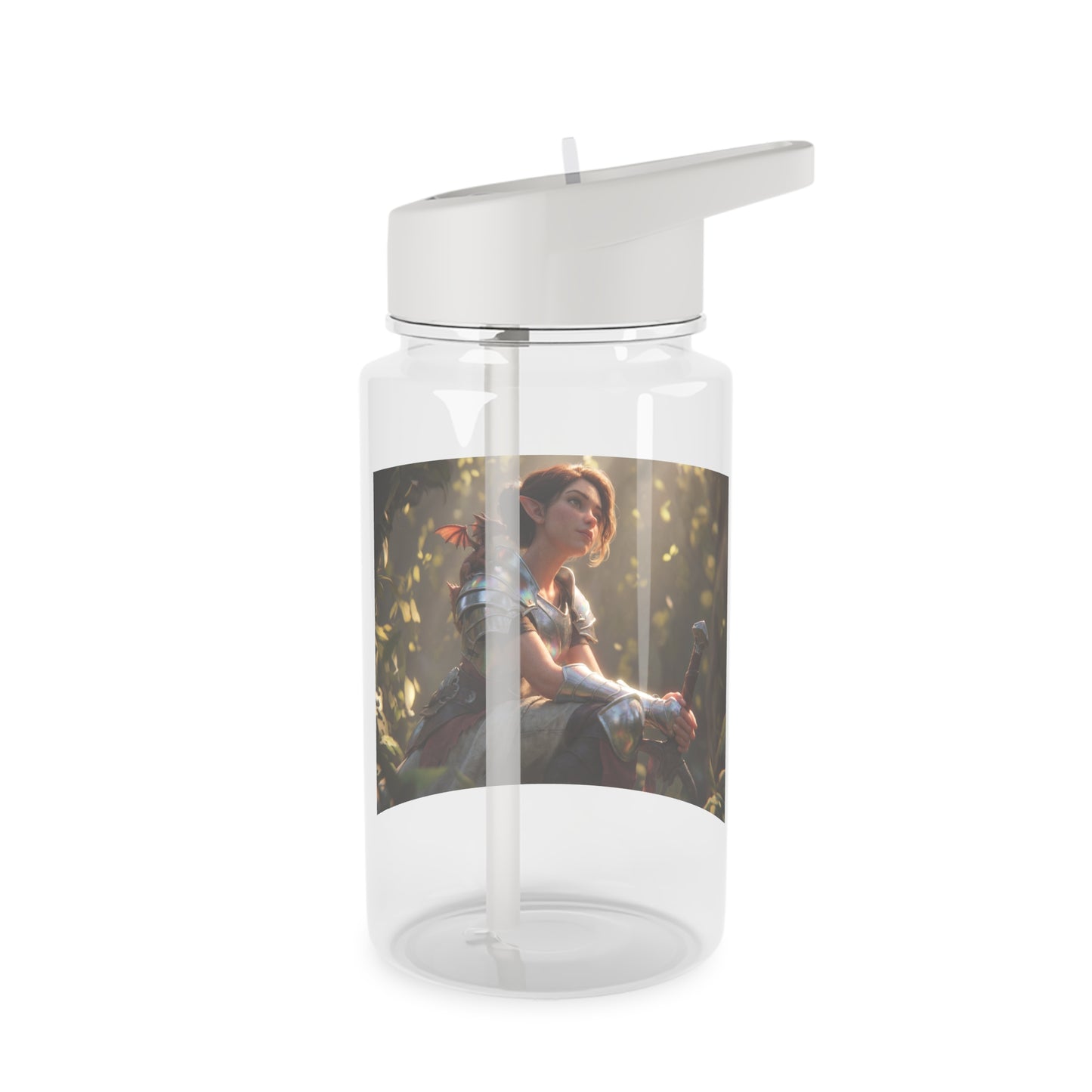 Elven Sentinel with Dragon Companion Tritan Water Bottle – Sunlit Grove Guardian