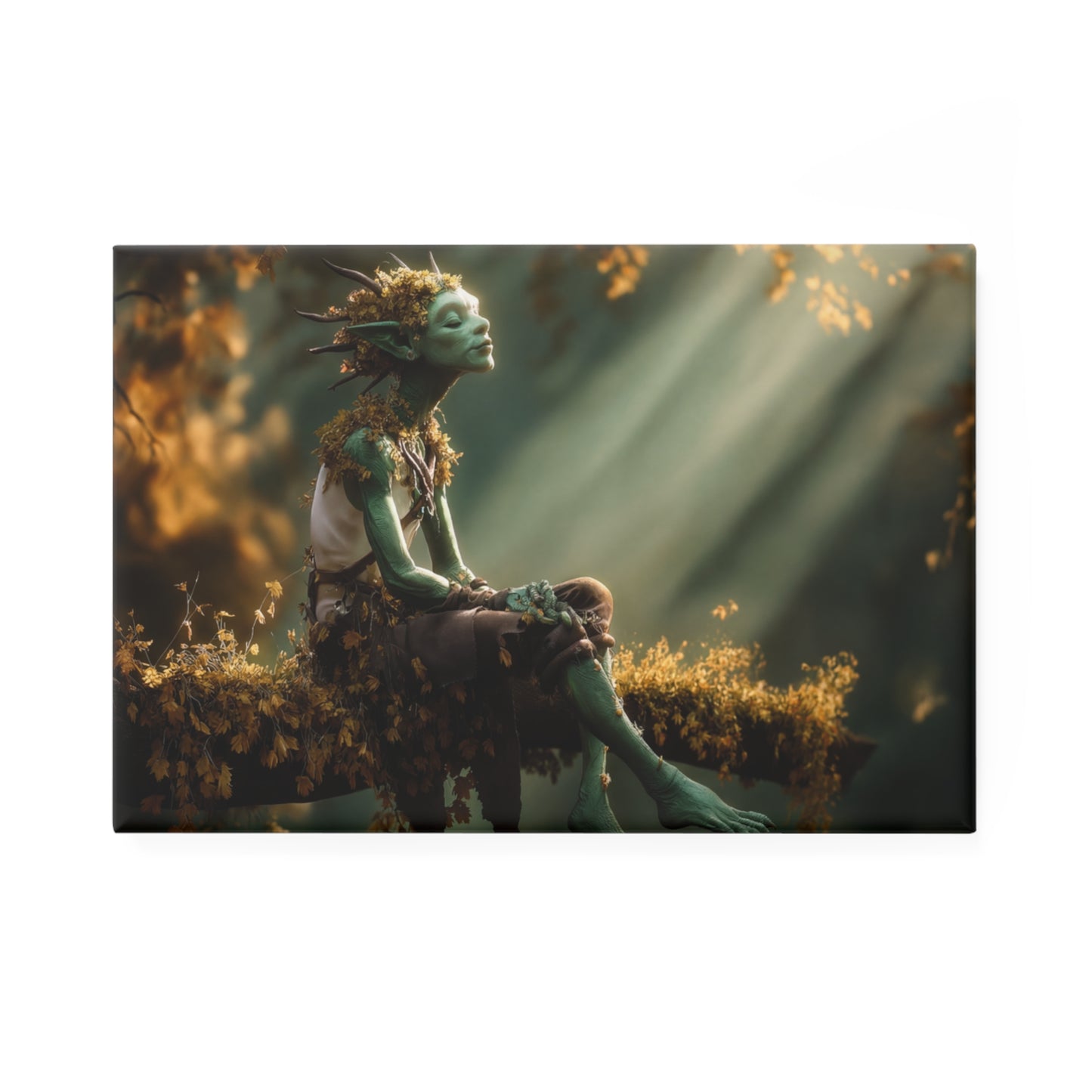 Forest Spirit Meditator Button Magnet, Rectangle (1 & 10 pcs) – Golden Light Reverie