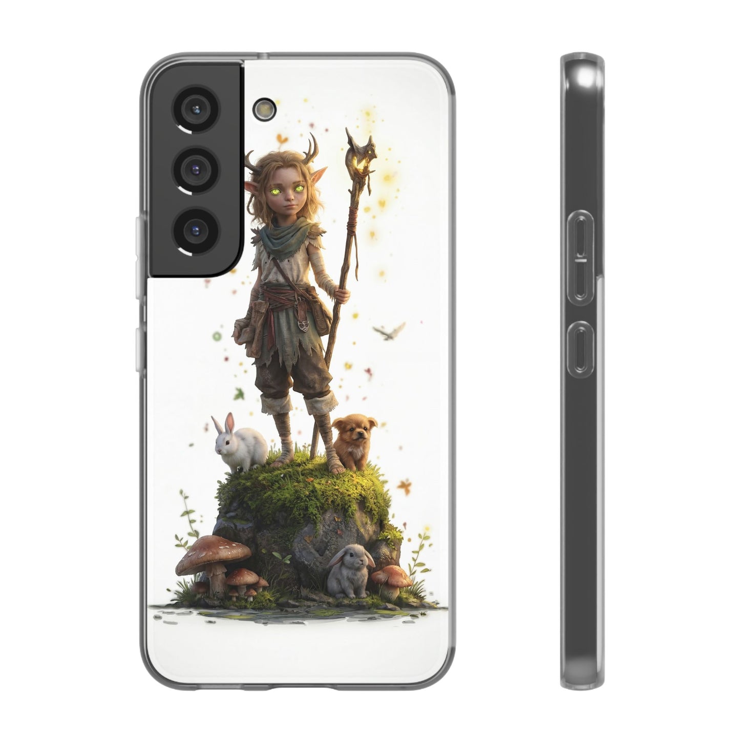 Forest Sentinel Flexi Cases – Glowing Antlered Child with Pet Companions