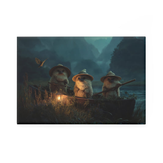 Three Hedgehog River Pilots Button Magnet, Rectangle (1 & 10 pcs) – Twilight Canoe Adventure